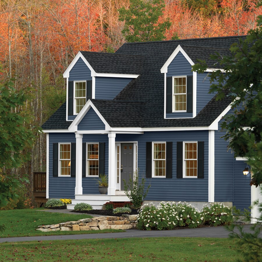 Georgia-Pacific Compass Double 4-in Traditional Bayou Blue Vinyl Siding  Panel 8-in x 150-in at Lowes.com