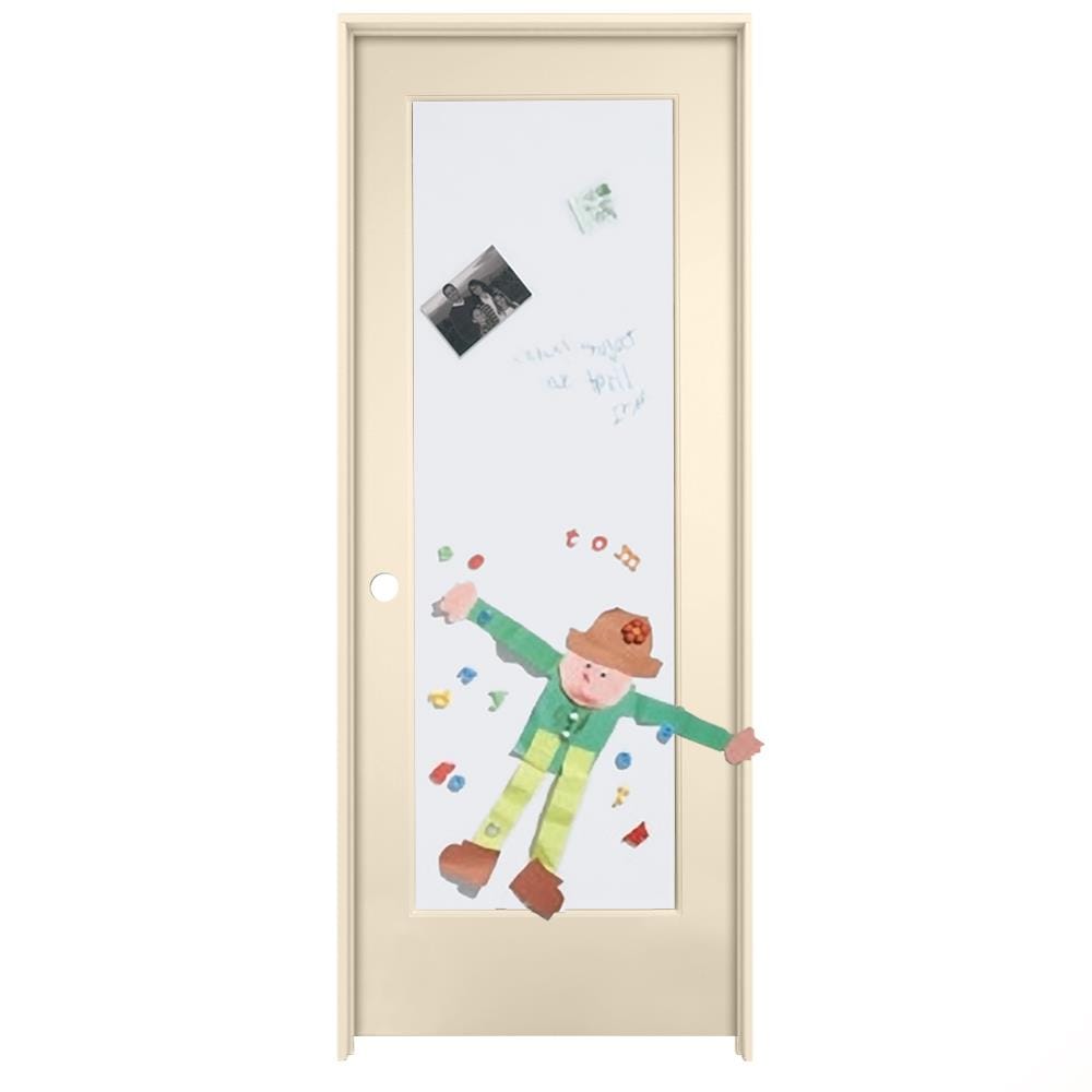 American Building Supply LO967769 32-in x 80-in Cream-n-Sugar Solid core Dry Erase Board Right hand Smooth Prefinished MDF Flat Jamb Single Prehung Interior Door