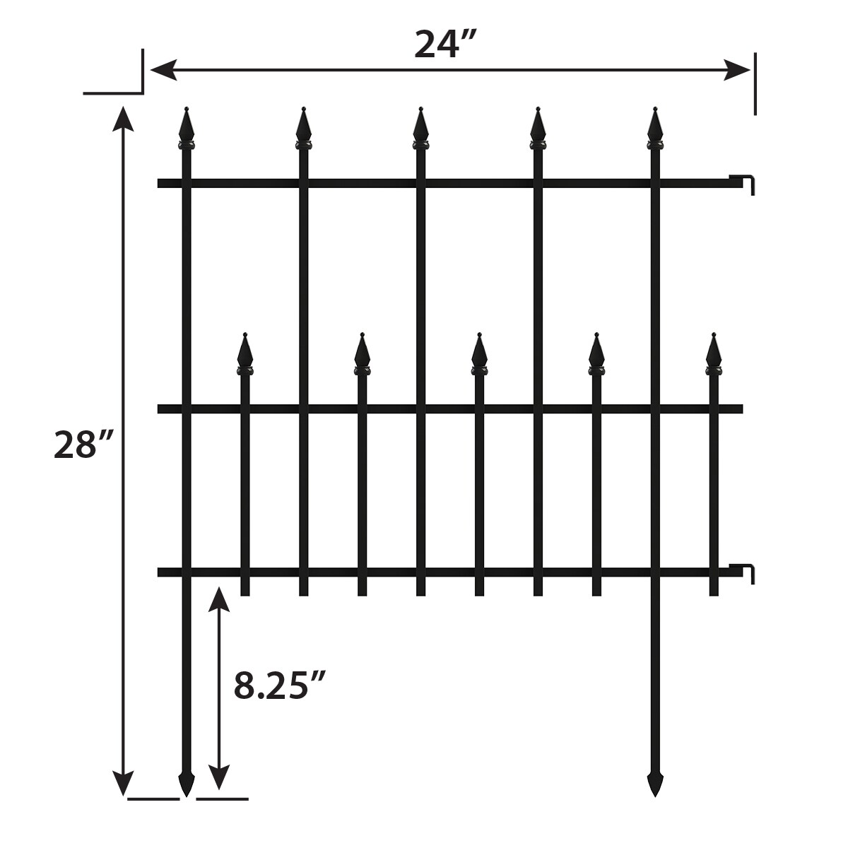 GARDEN CRAFT 0.8-in x 24-in x 28-in Black Metal Steel Garden Fence ...