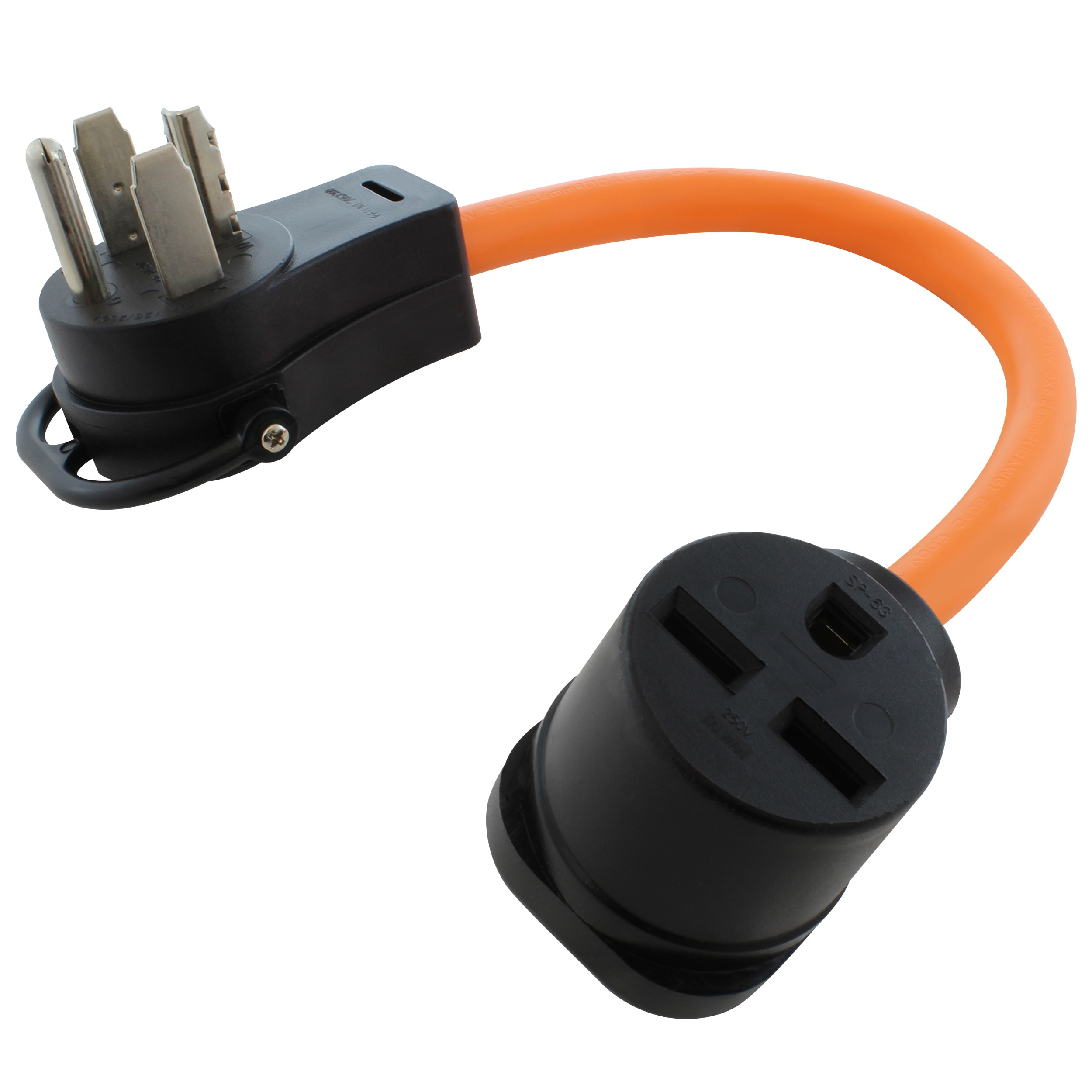 AC WORKS S1430630-018 1.5ft NEMA 14-30P to NEMA 6-30R 30 -Amp 4-wire to 3-wire grounding Single to single Orange Basic Flexible Adapter