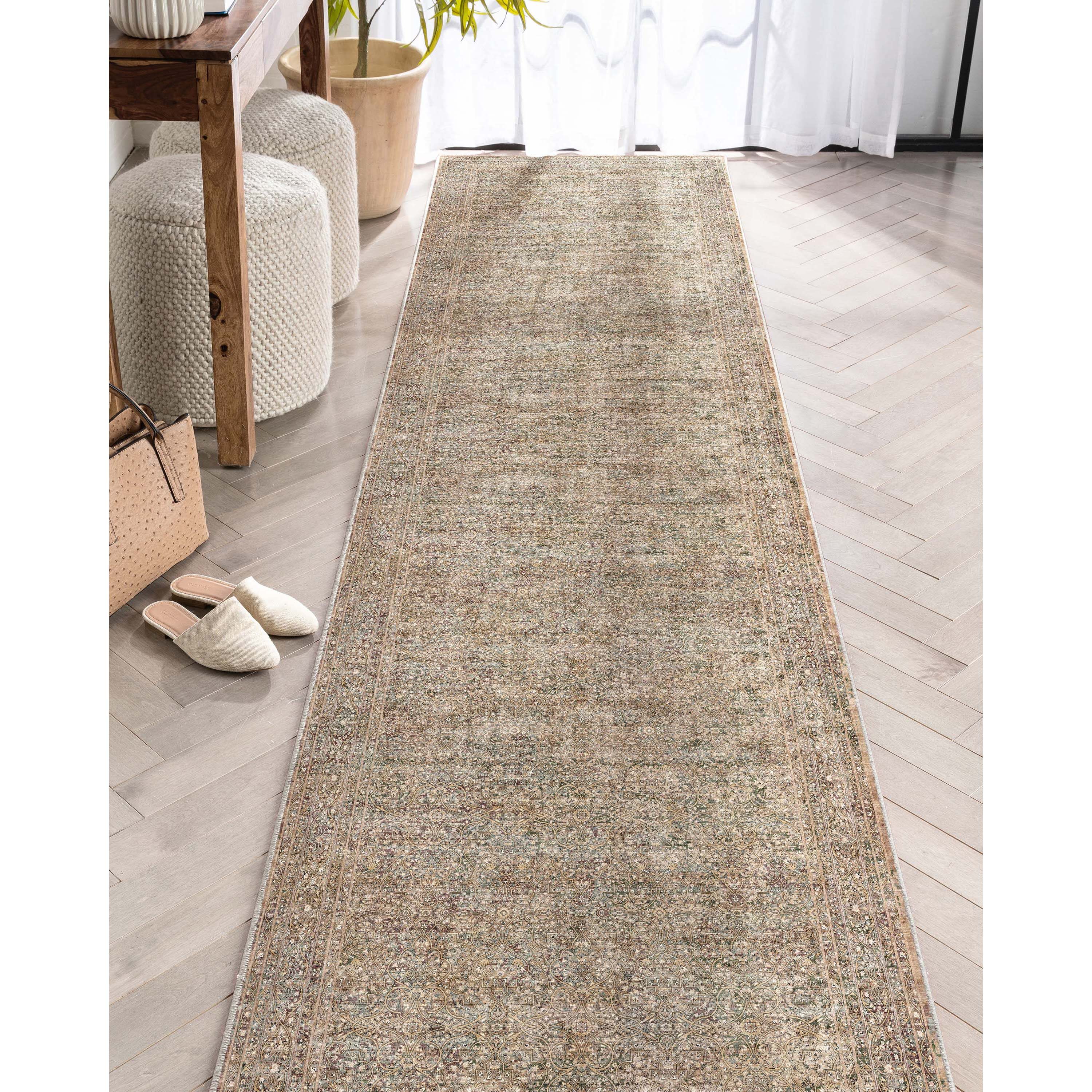 Well Woven W-AS-02B-2L 2 x 9 (ft) Flatweave Polyester Beige Rectangular Indoor Medallion Vintage Runner rug