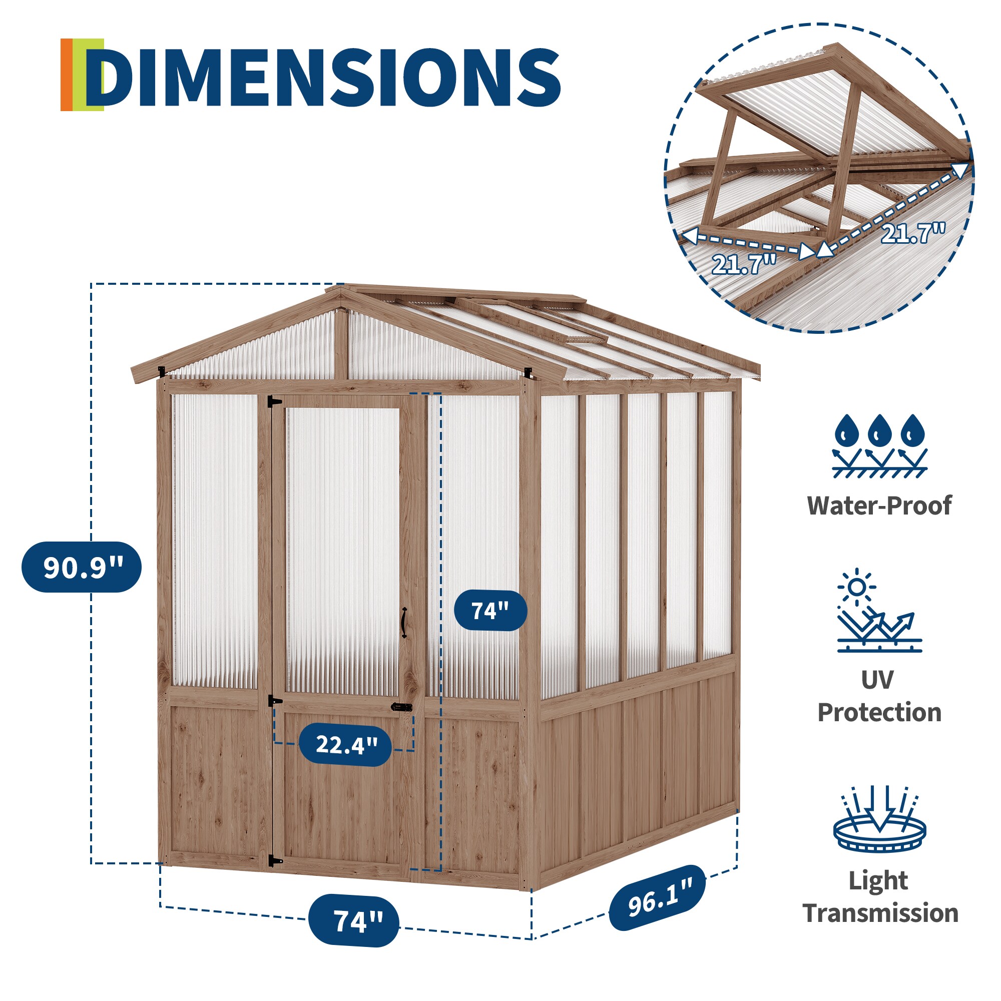 IdealHouse 6x8FT Cedar Frame Wooden Walk In Greenhouse with