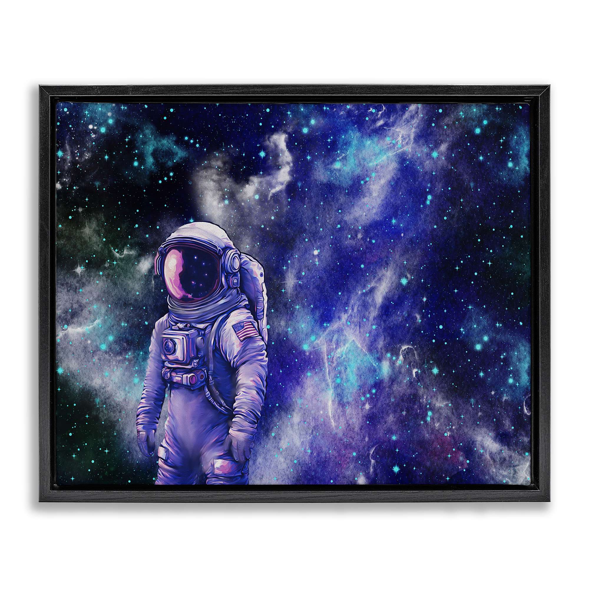 Stupell Industries BS-058-FFB-24X30 Astronaut with Blue Nebula Floating Frame design by Jesse Keith