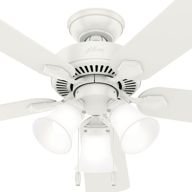 White Led Indoor Ceiling Fan With Light, Hunter Ceiling Fan Sizes Chart