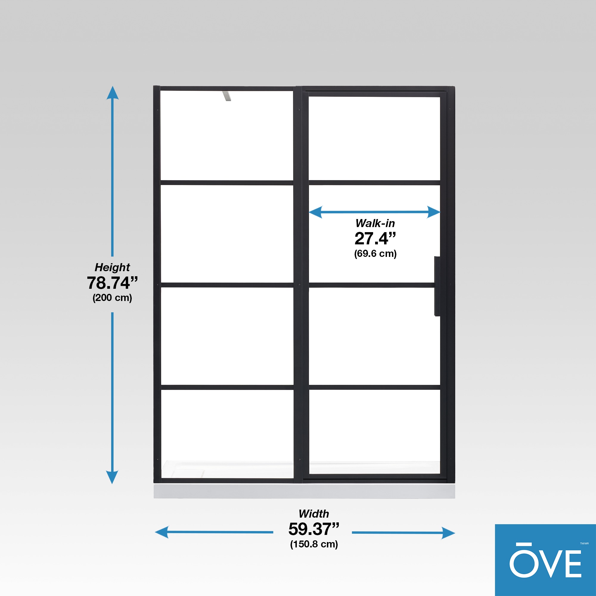 OVE Decors Milano Matte Black 58-in to 60-in x 78.75-in Framed Pivot ...