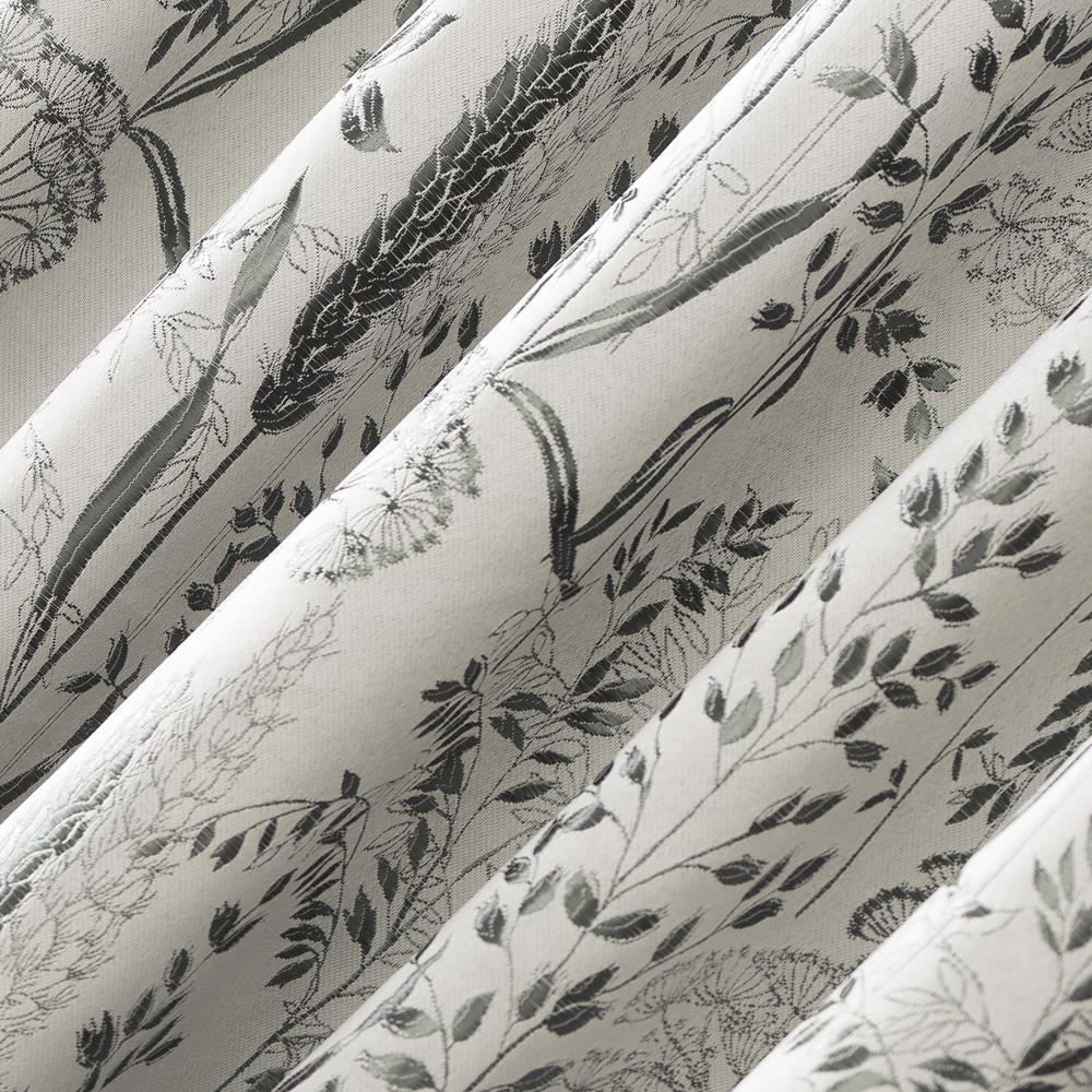 Gray Floral Blackout Polyester Curtain Panel with Rod Pocket