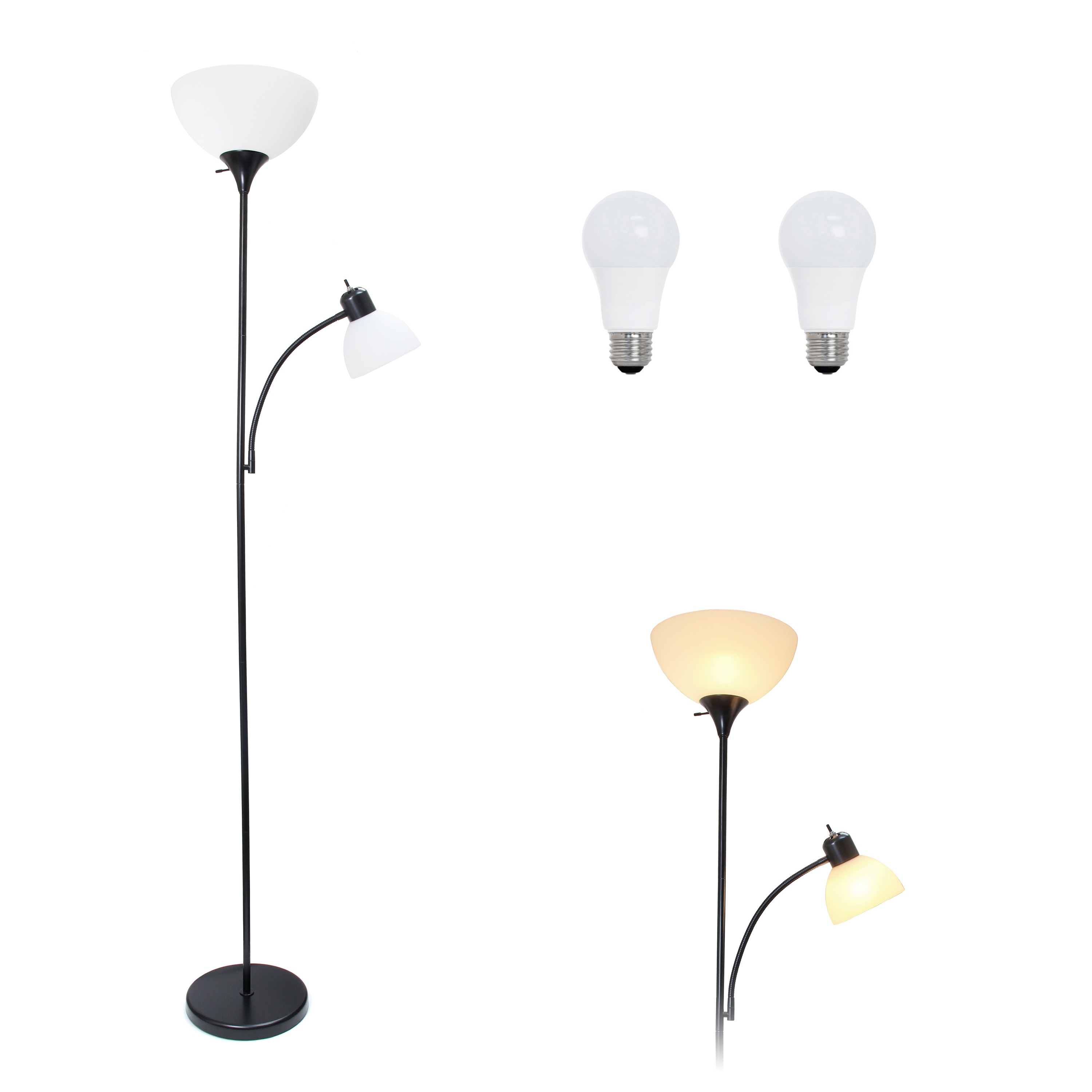Simple Designs LF2000-BLK-LB 71.5-in Black Standard Floor Lamp with Plastic Shade