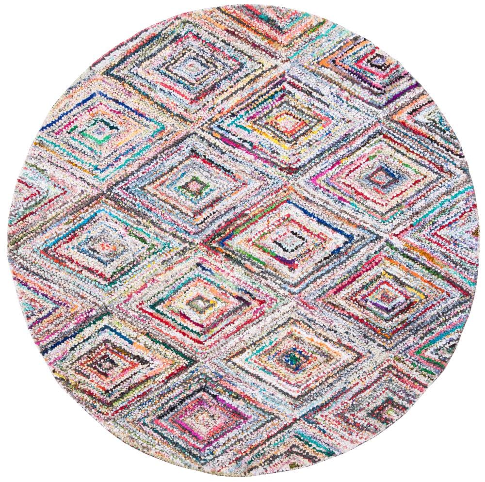 Safavieh NAN314A-6R Nantucket Dexter 6 x 6 (ft) Tufted Synthetic Multi Round Indoor Abstract Bohemian/Eclectic Area rug