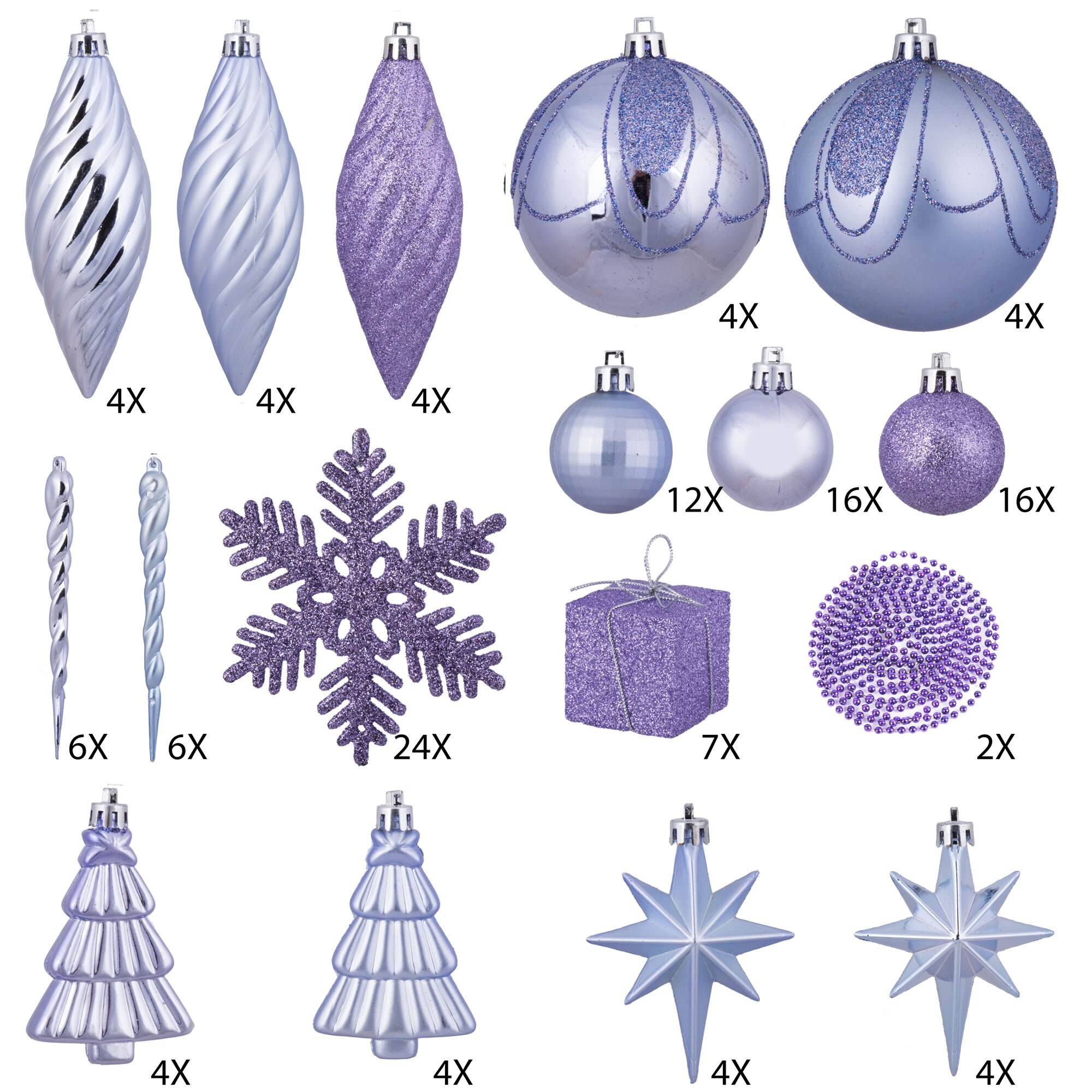 Vickerman N512536 125-Pack Purple Standard Indoor Ornament Shatterproof