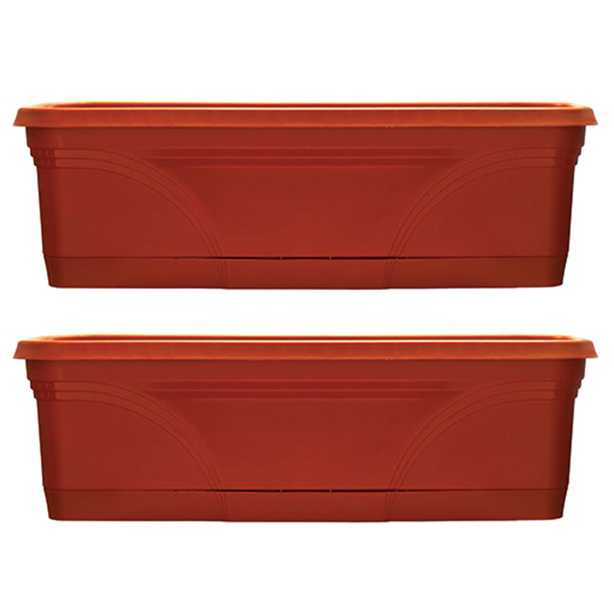 Southern Patio 317157 2 -Pack Rectangle 7.88-in W x 7.25-in H x Red Resin Outdoor Planter