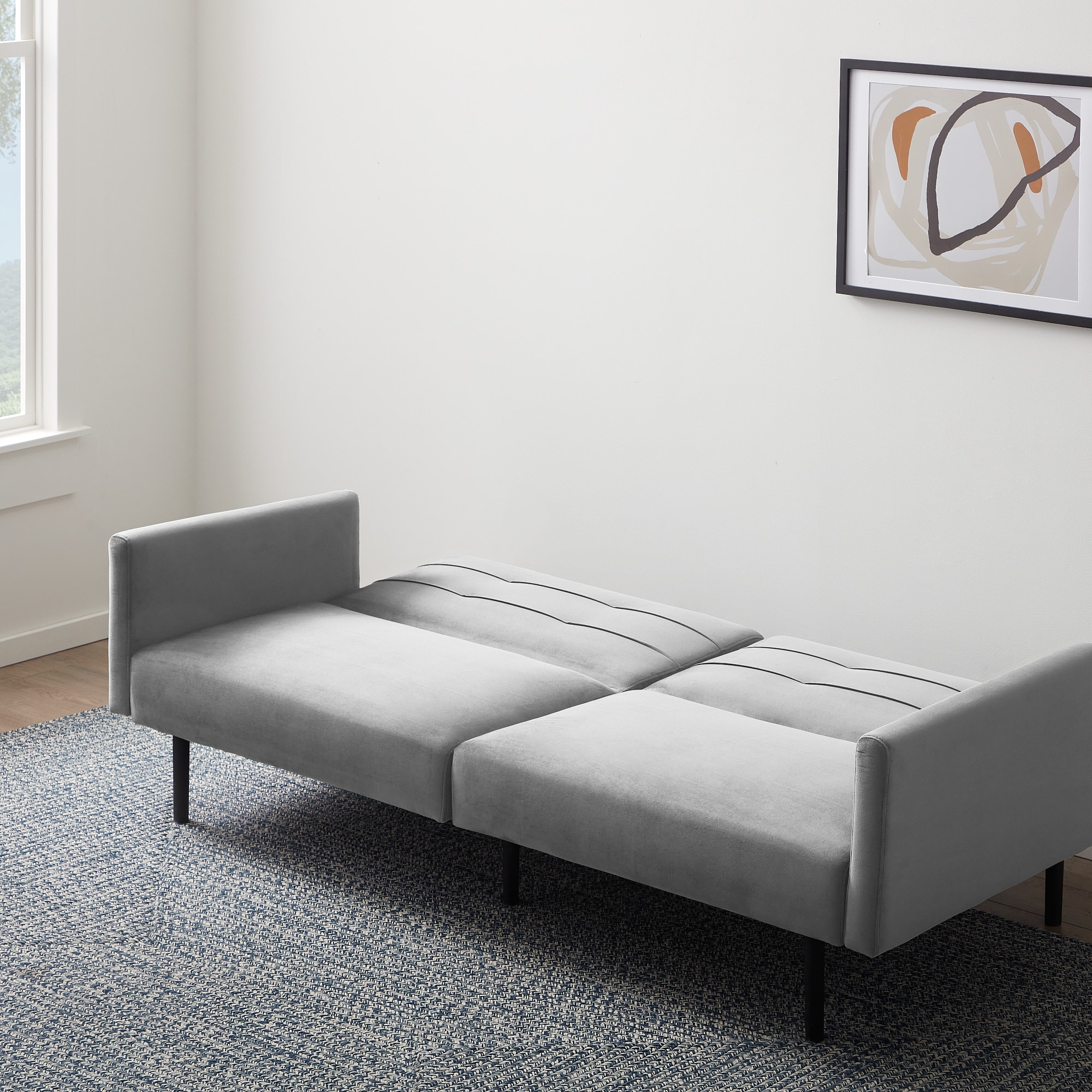 LUCID Comfort Collection Gray Velvet Transitional Velvet Twin Sofa Bed ...