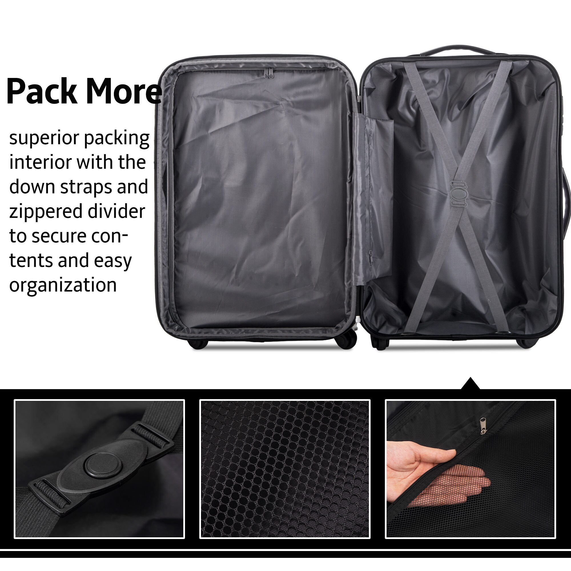 Buy Karriage-Mate Hardside Luggage Set , 3 piece Hardshell Luggage Set ,  Durable Luggage Set , Hard Shell Suitcase Set of 3, Black Luggage Set at  ShopLC.