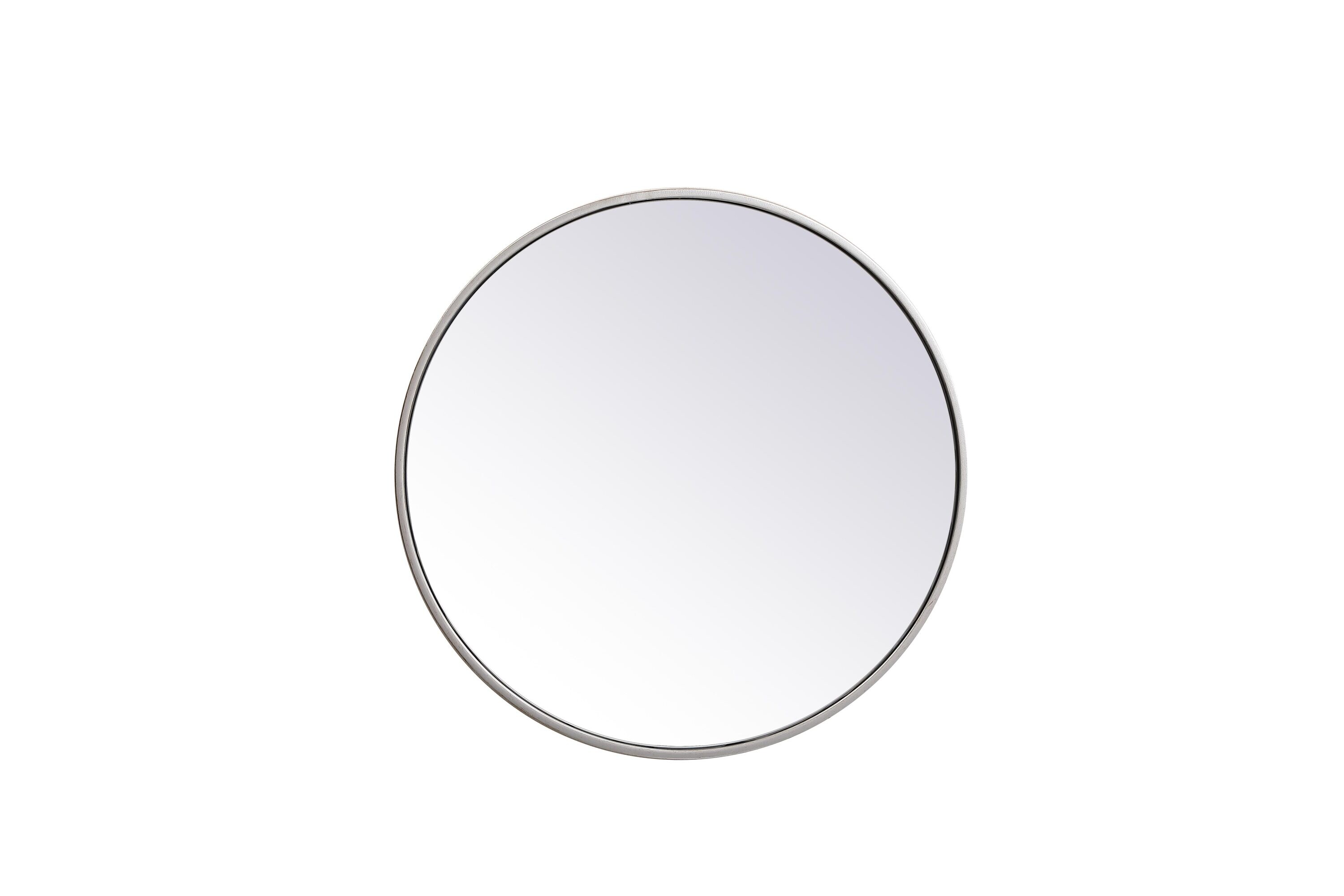 Simply Living Home Elysian Metal Frame Round Mirror 21 inch in Silver