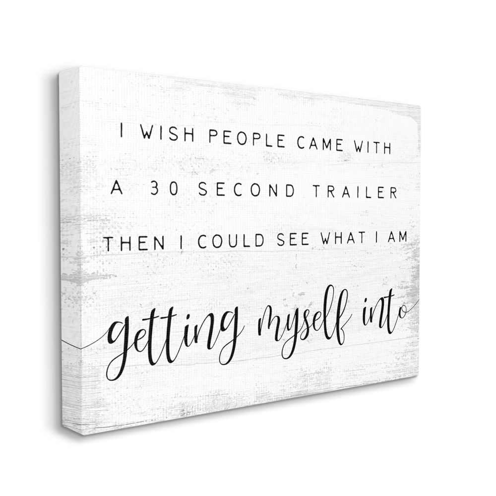 Stupell Industries AB-875-CN-16X20 Wish People Came with Trailer Fun Movie Reference Daphne Polselli Gallery Wrapped Canvas 20-in H x 16-in W Inspirational Canvas Print