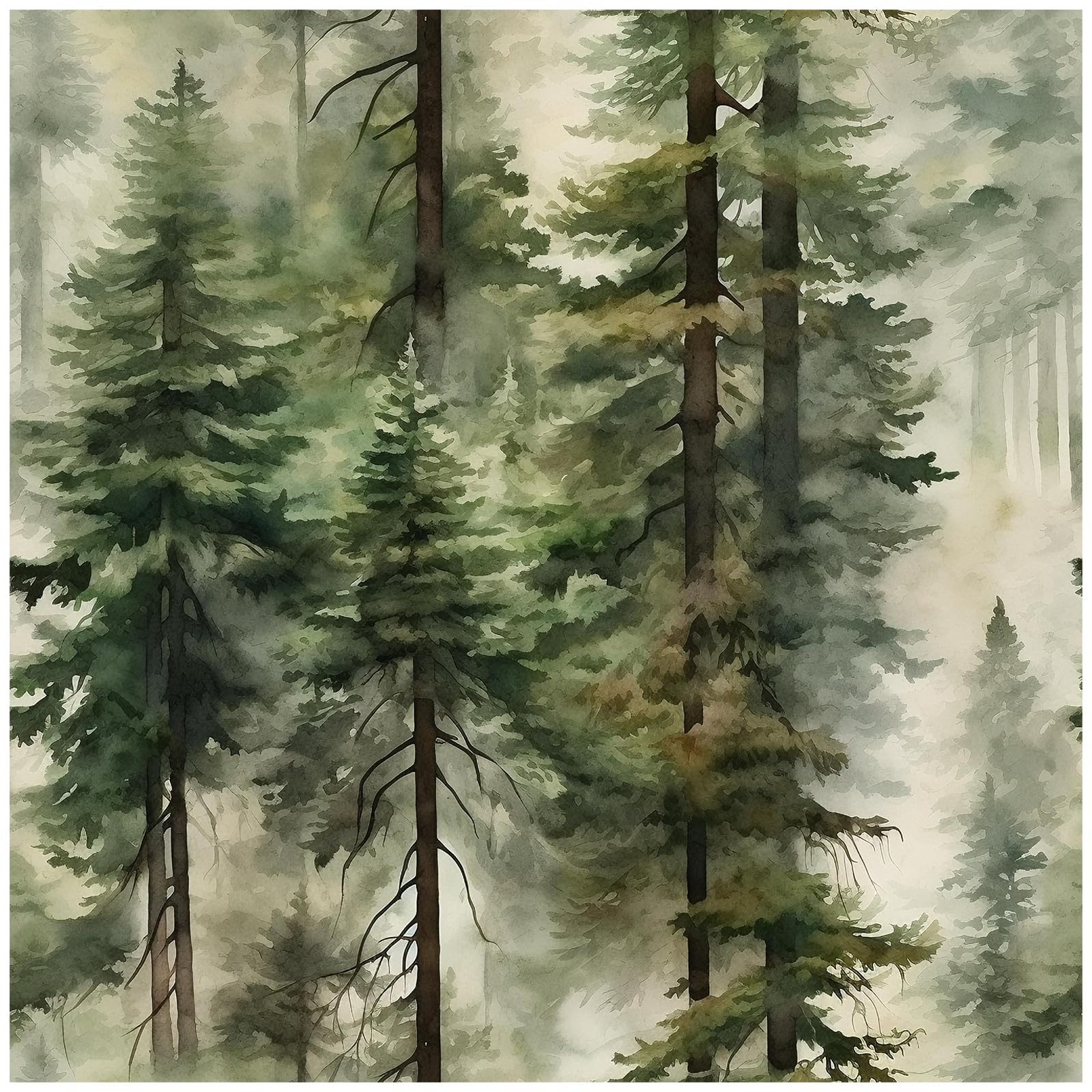 Yichuhaoxi -  Forest Peel and Stick Wallpaper Green Misty Tree Wall Paper Wood Removable for Bedr...