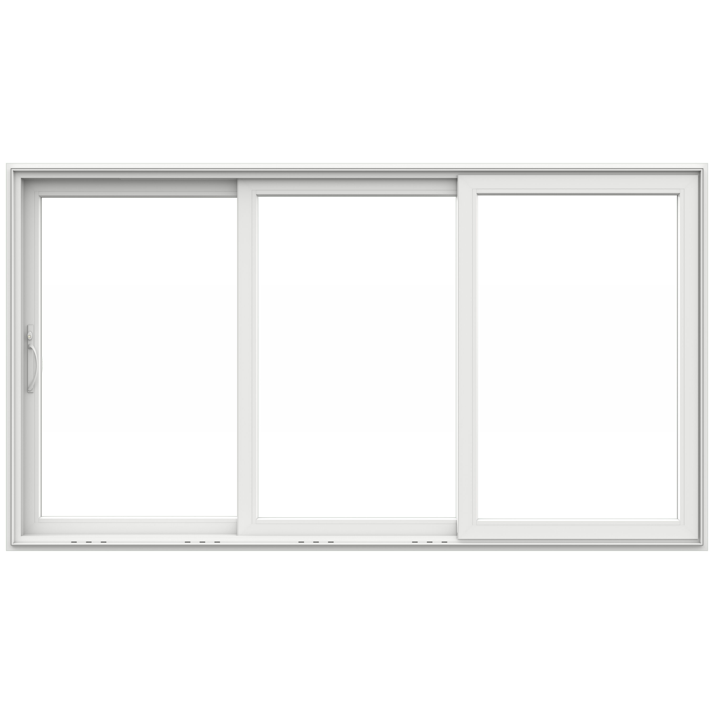 JELD-WEN V-4500 Multi-Slide 141-in x 80-in x 8-9/16-in Jamb White Vinyl Left-hand 3-panel Sliding Patio Door with Low-E argon Glass
