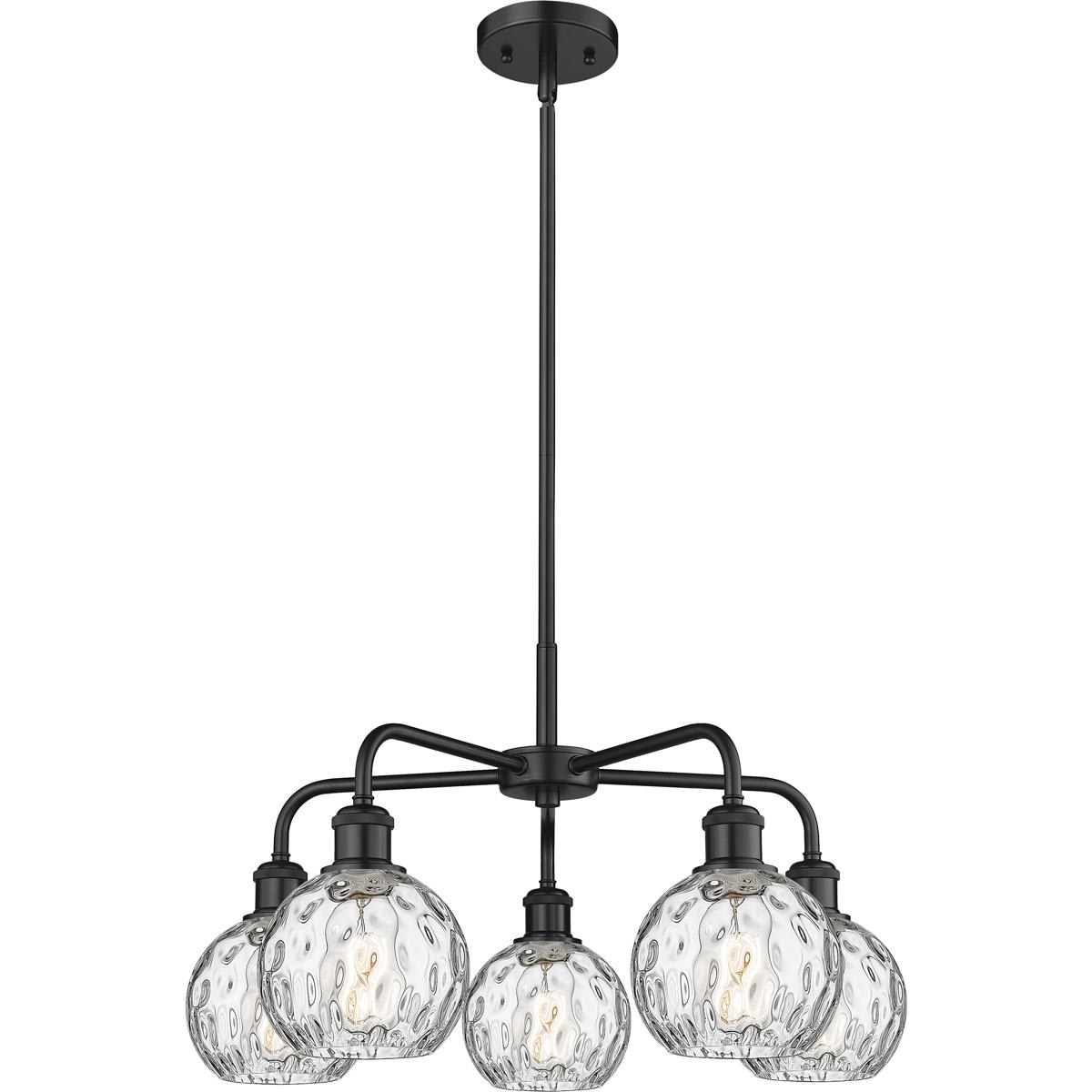 Innovations Lighting -  516-5CR-BK-G1215-6 Athens Water Glass Chandelier Matte Black
