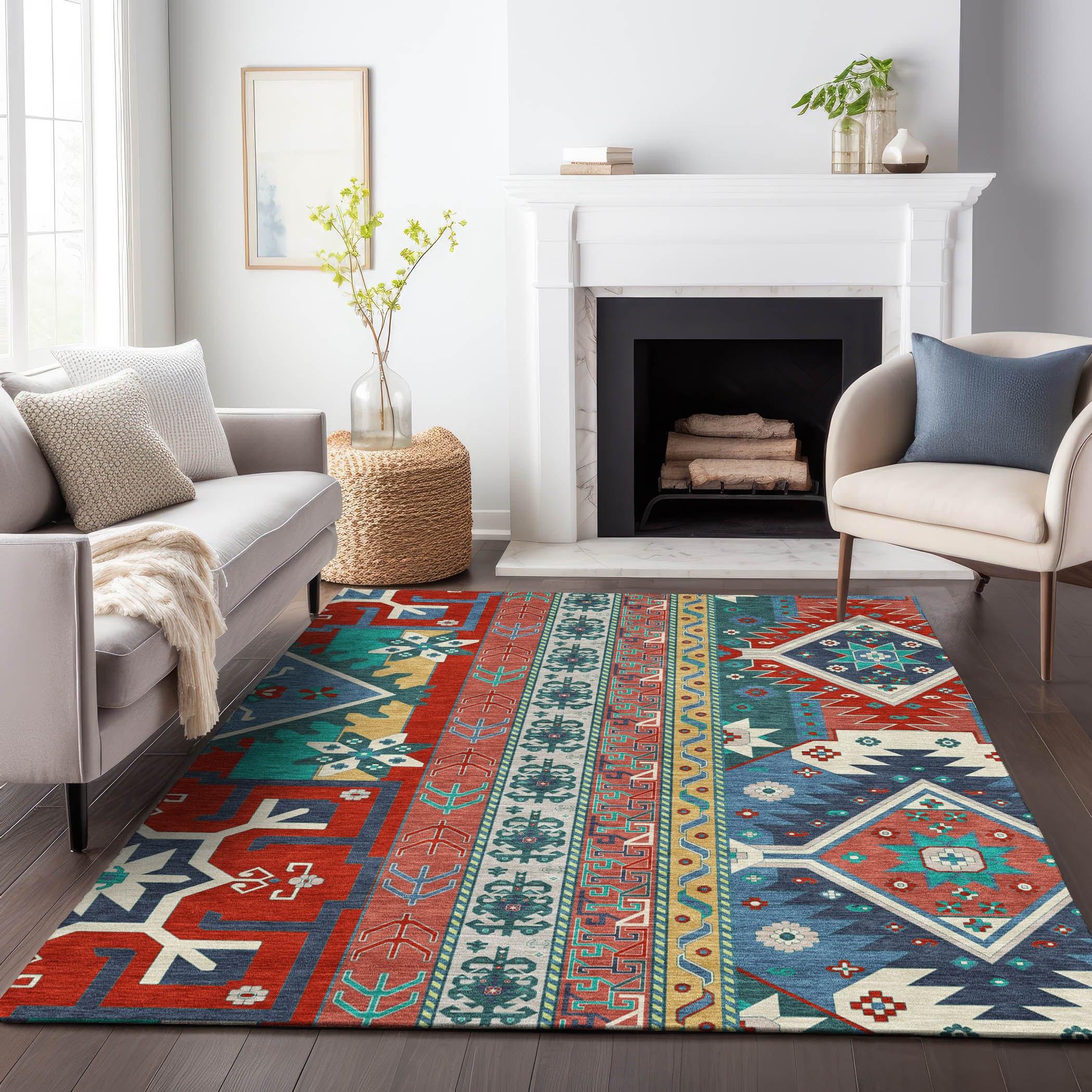 Addison Rugs ACN1015RD30X46 Chantille ACN1015RD 2 x 3 (ft) Polyester Red Rectangular Indoor/Outdoor Geometric Machine washable Area rug