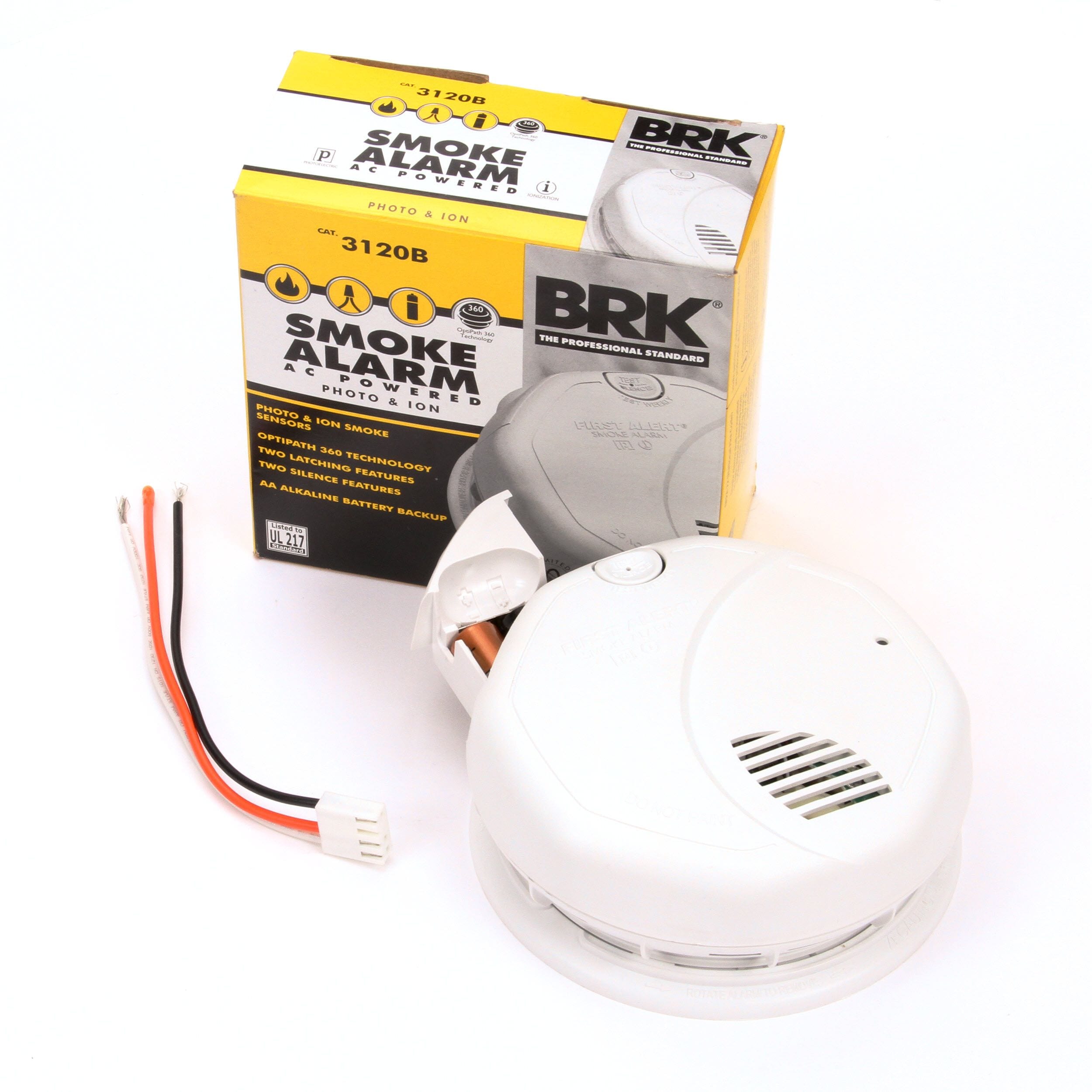 BRK Smoke Alarm AC Powered Photo & Ion Smoke Sensors Item# CAT3120B 