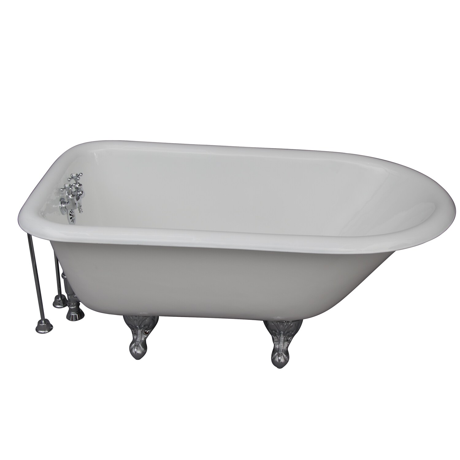 Barclay TKCTRH54-CP7 30-Inches x 55.5-Inches White Cast iron Oval Clawfoot Soaking bathtub with Faucet ( Back center Drain )