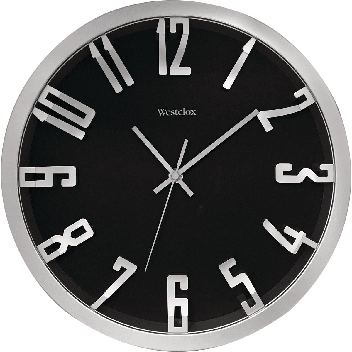 Westclox  32913 Round 3D Number Wall Clock 12 Inch Metallic