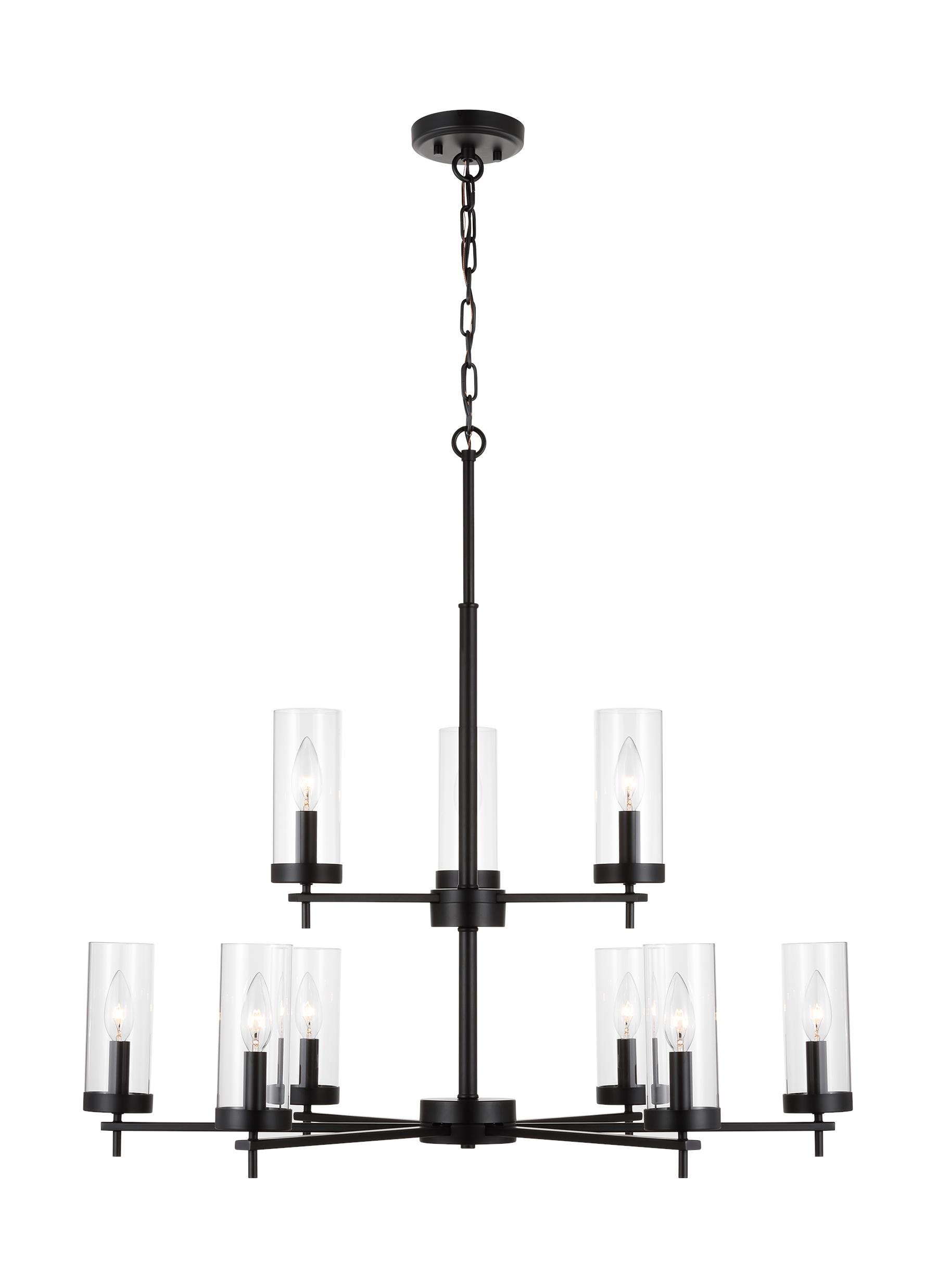 Generation Lighting 3190309EN-112 Zire 9 -Light Matte Black Modern/contemporary For Use in Dining Rooms, Foyers, Living Rooms Chandelier
