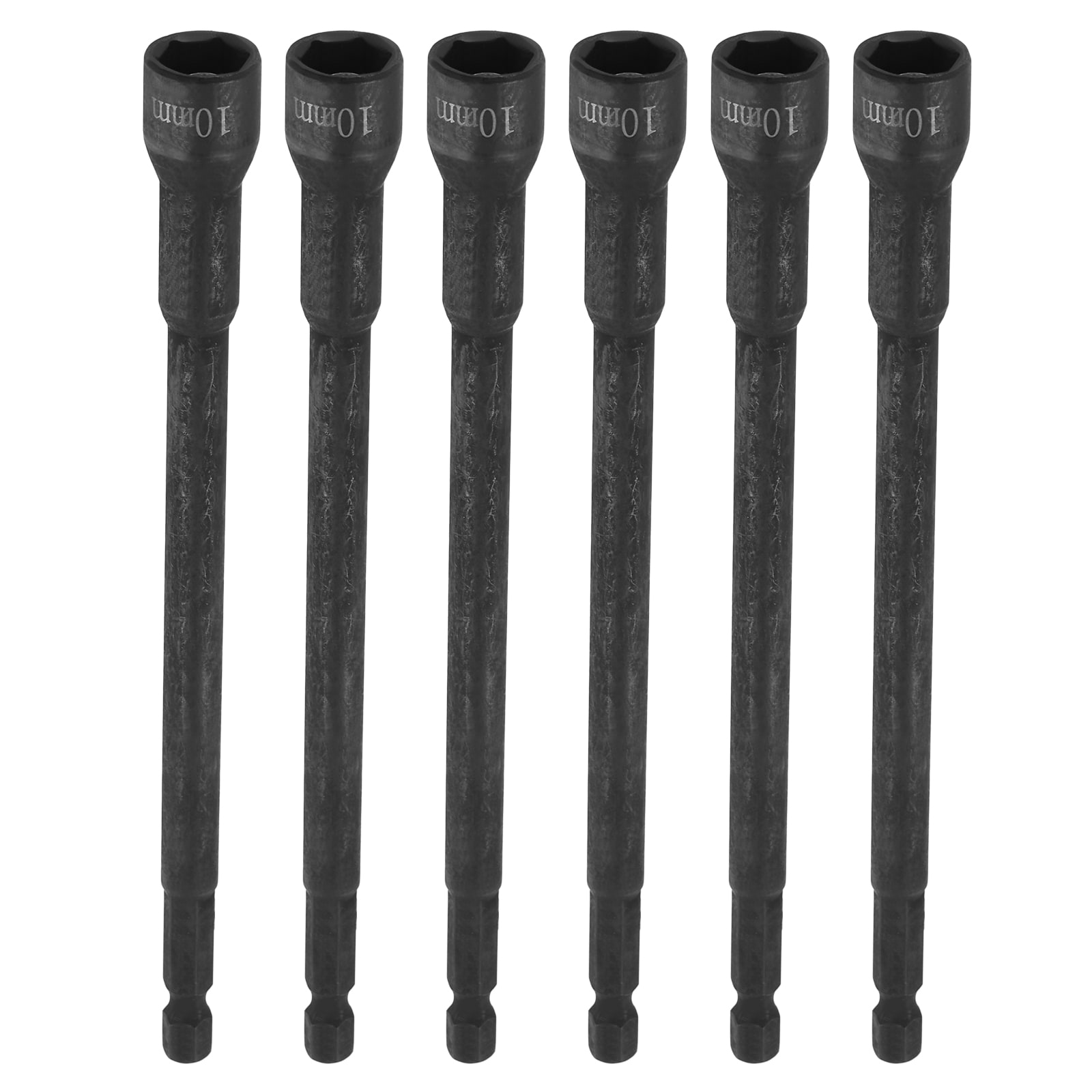 Harfington 6pcs Nut Driver Drill Bit 10mm Metric Socket 1/4 Inch Hex Shank 6 Inch (150mm) Extra Long Magnetic 6-Point Sockets Quick Change Chrome Vanadium Steel Bolt Setters for Power Drill Drivers #S26050800UX6318