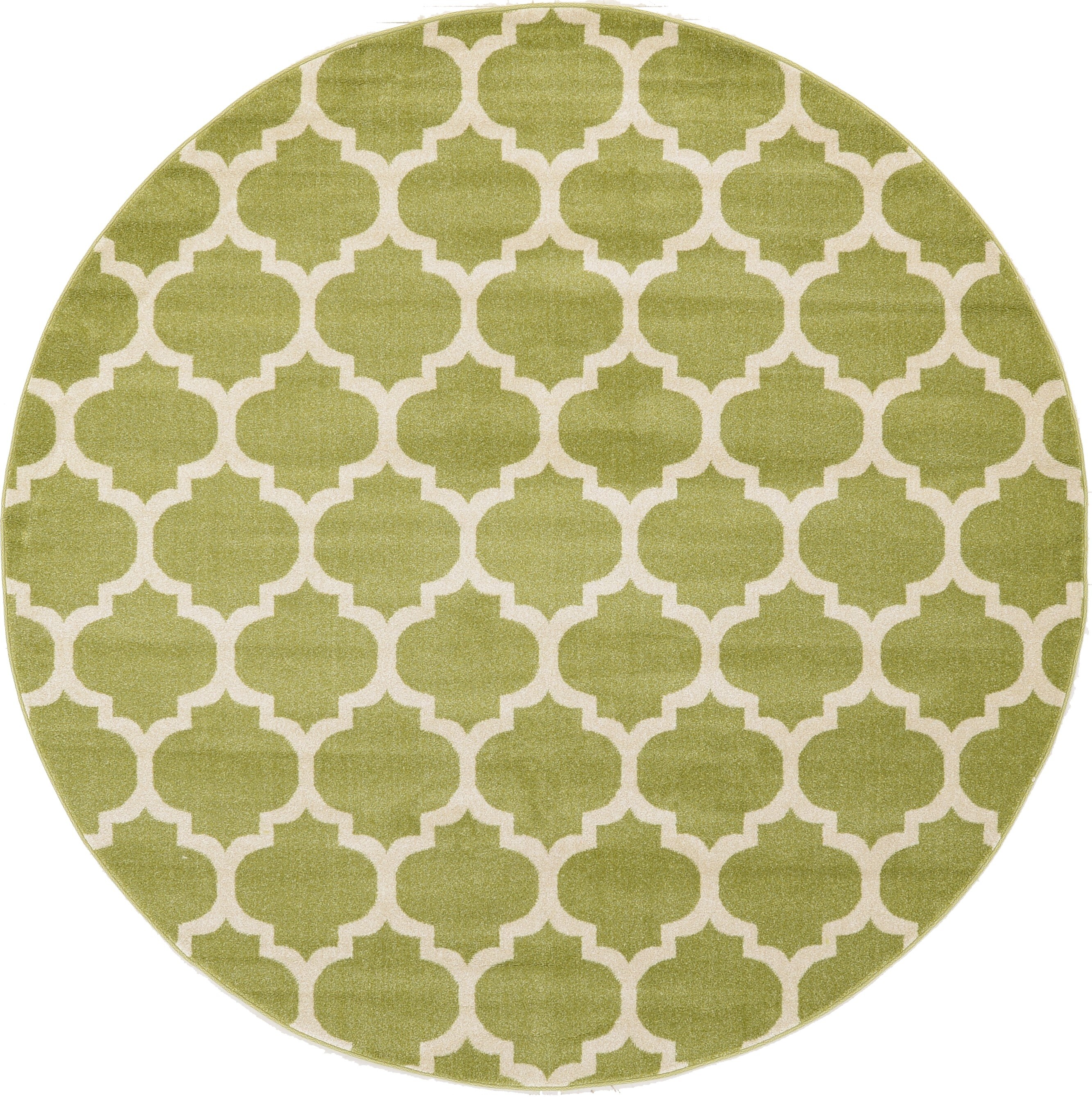 Unique Loom 3116650 Philadelphia Trellis 8 x 8 (ft) Loomed Polypropylene Green/Beige Round Indoor Geometric Industrial Area rug