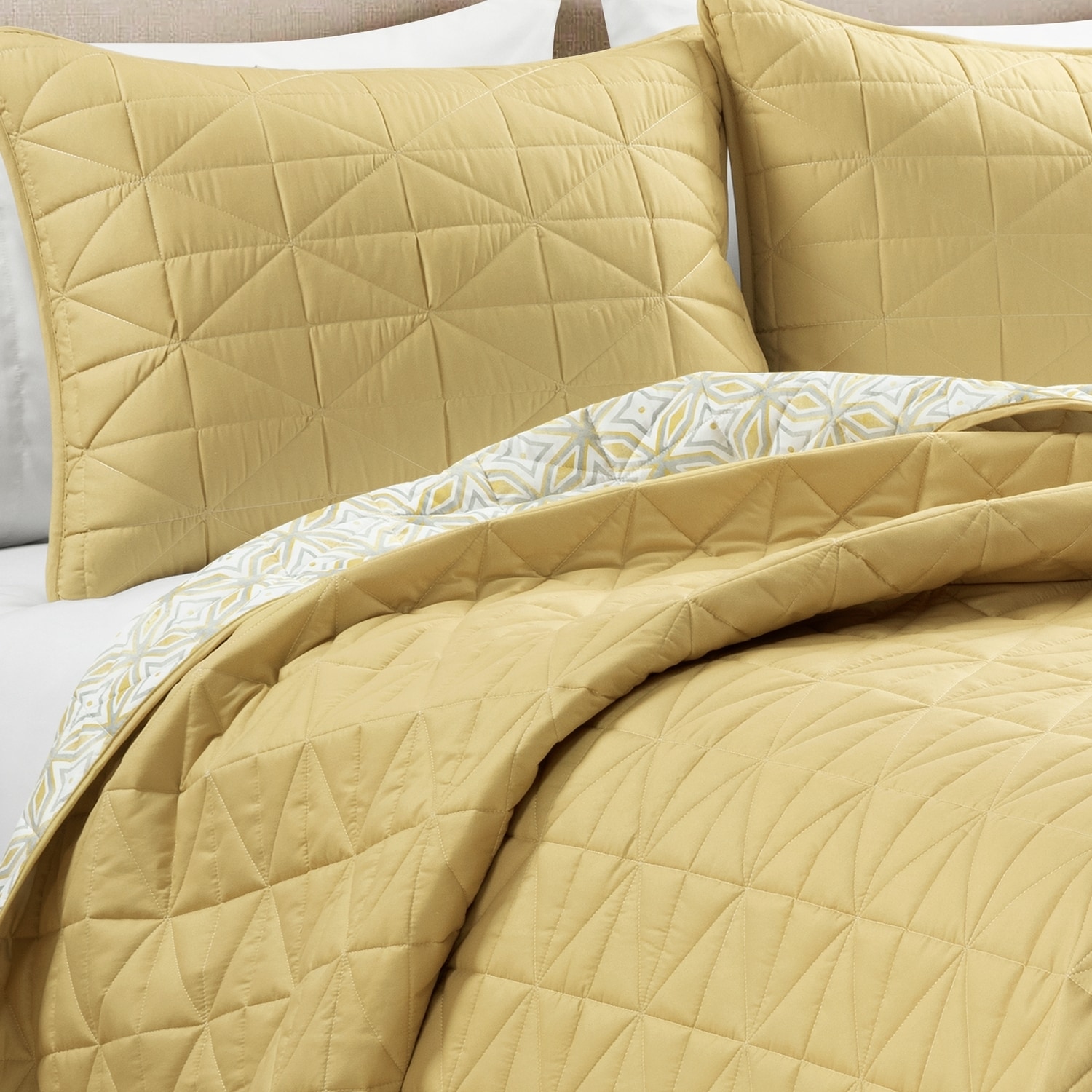 King Yellow Reversible Microfiber Quilt Set