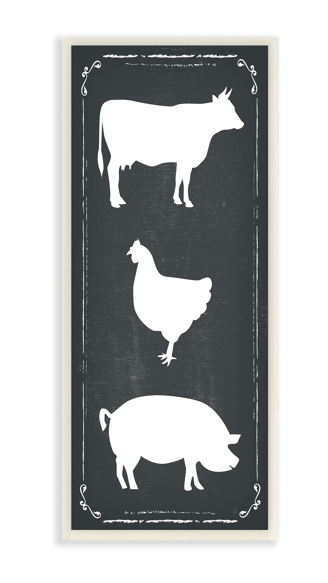 Stupell Industries KWP-1078-WD-7X17 Black and White Farm Animal Silhouette ND Art Frameless 17-Inches H x 7-Inches W Kitchen Print