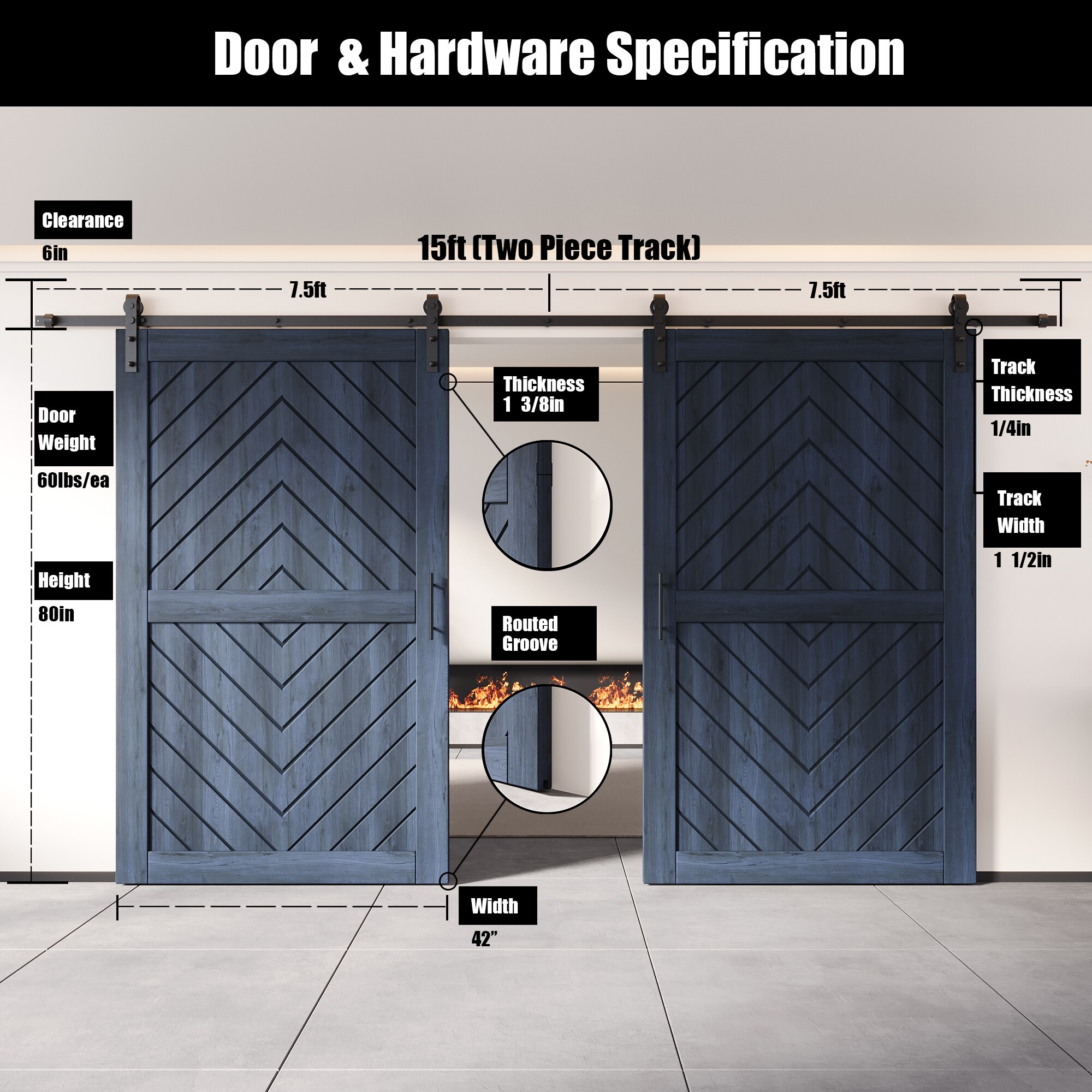 HOMACER YT2H180C-JT2-4280-NA Barn-Doors - View #2