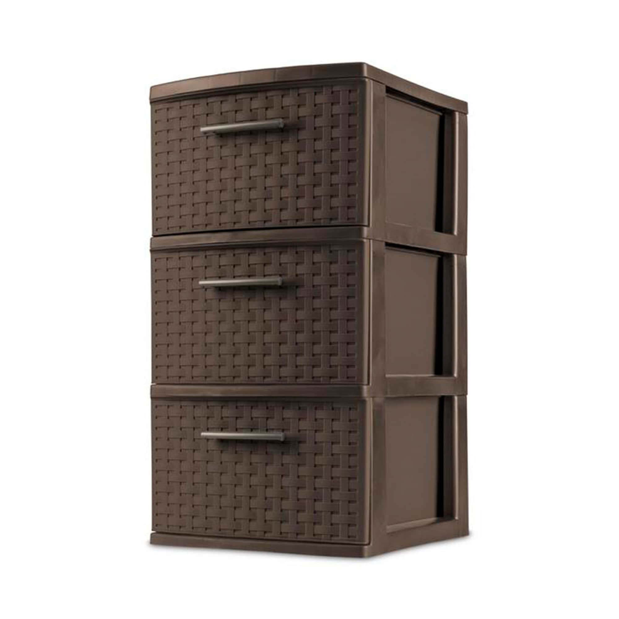 Sterilite 282011 3 Drawer Decorative Plastic Weave Storage Tower  8-Pack  Espresso