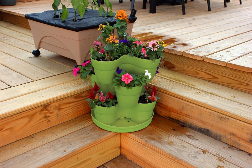 12 in. x 5.5 in. Terracotta Plastic Vertical Stackable Planter