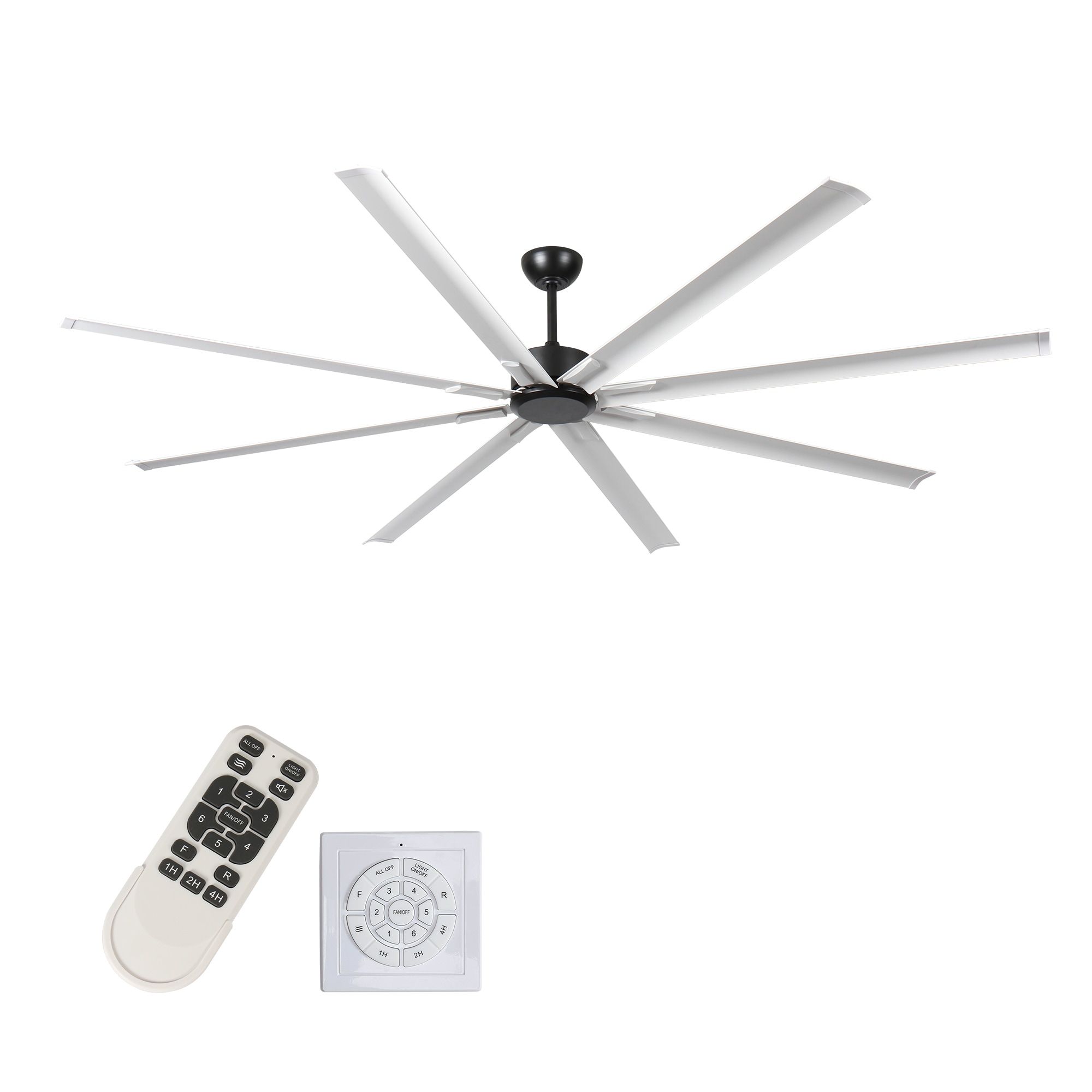 Bybafun YB5100113 96-in Outdoor Black with Aluminium Blades Ceiling Fan Without Light - Remote Included ( 8 -Blade )
