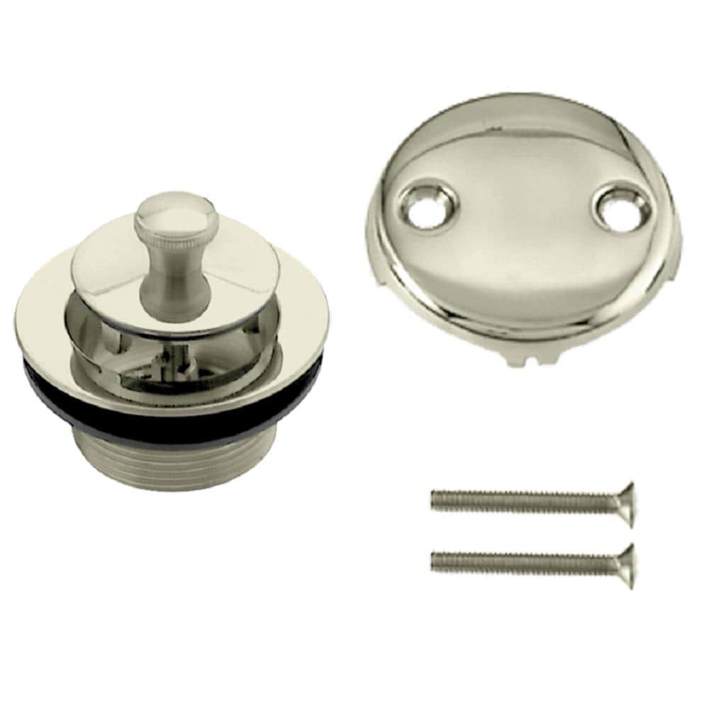 WESTBRASS D94-2-01 Twist and Close Tub Trim Set with Two-hole Overflow Faceplate In Polished Brass