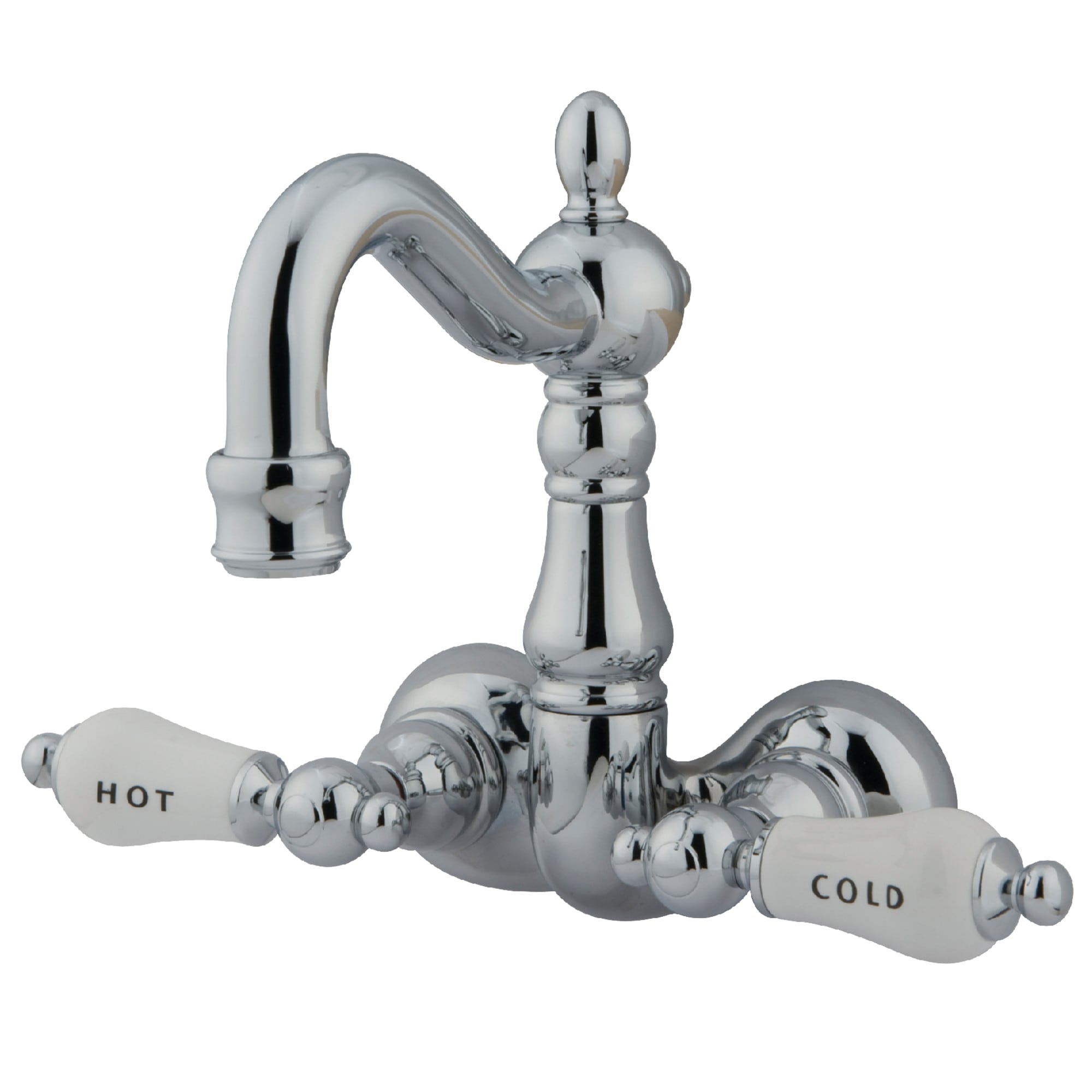 Kingston Brass WLCC1074T1 Vintage Polished chrome 2-handle Wall-mount High-arc Bathtub Faucet ( Valve Included )