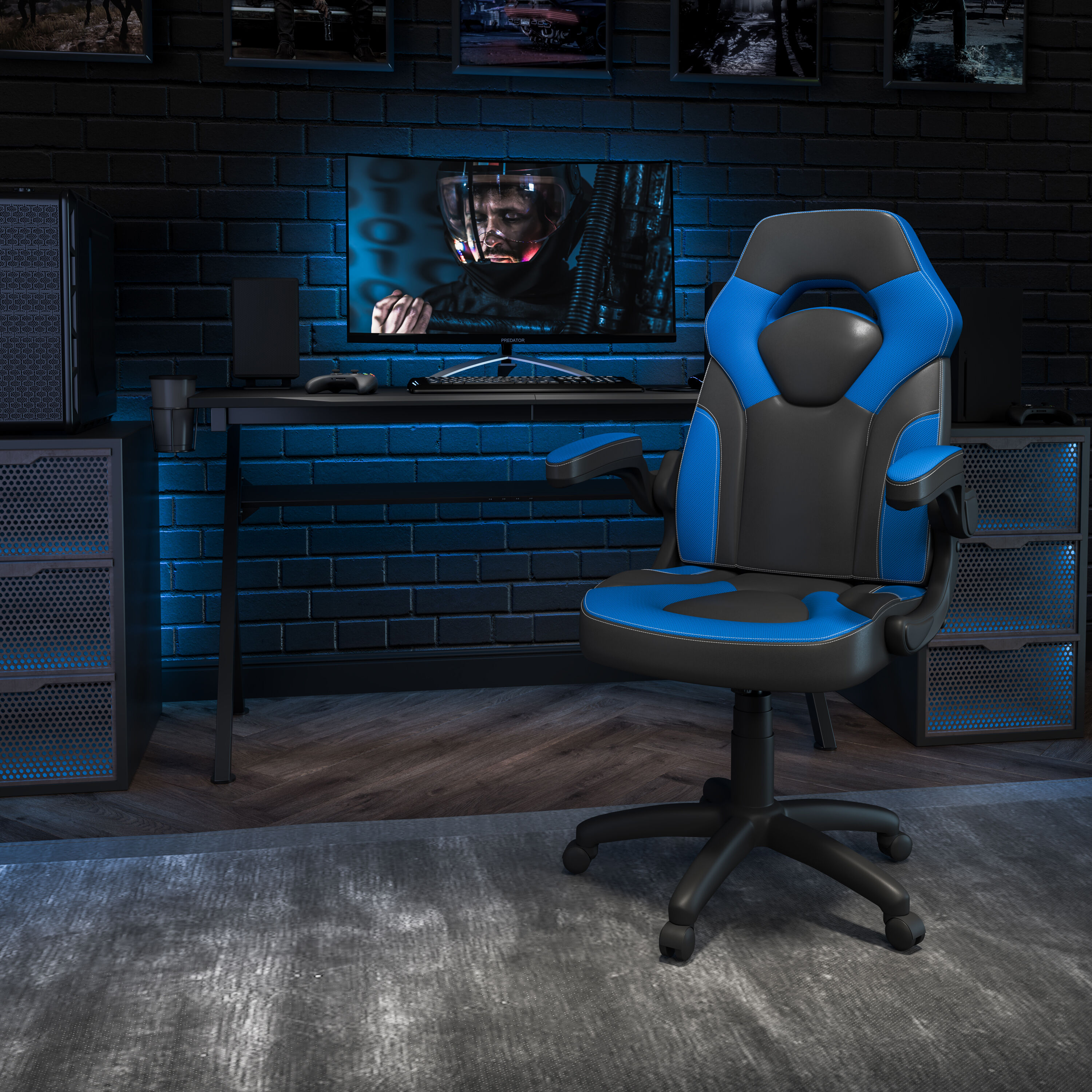 X10 Blue and Black Ergonomic Racing Style Gaming Chair