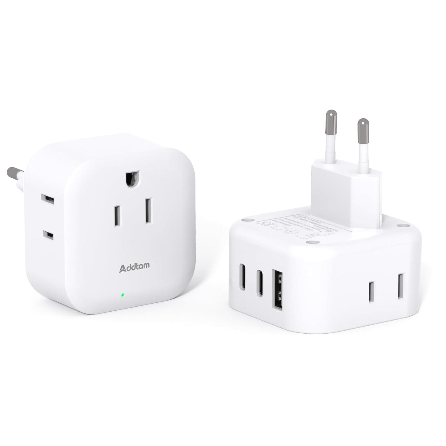 LENCENT 2-Pack US to Europe Travel Plug Adapter with 3 AC Outlets and 3 USB Charging Ports Including 2 USB-C Compatible with EU Spain Italy France Germany Iceland and More #LCMY1-B0DP43NQFN