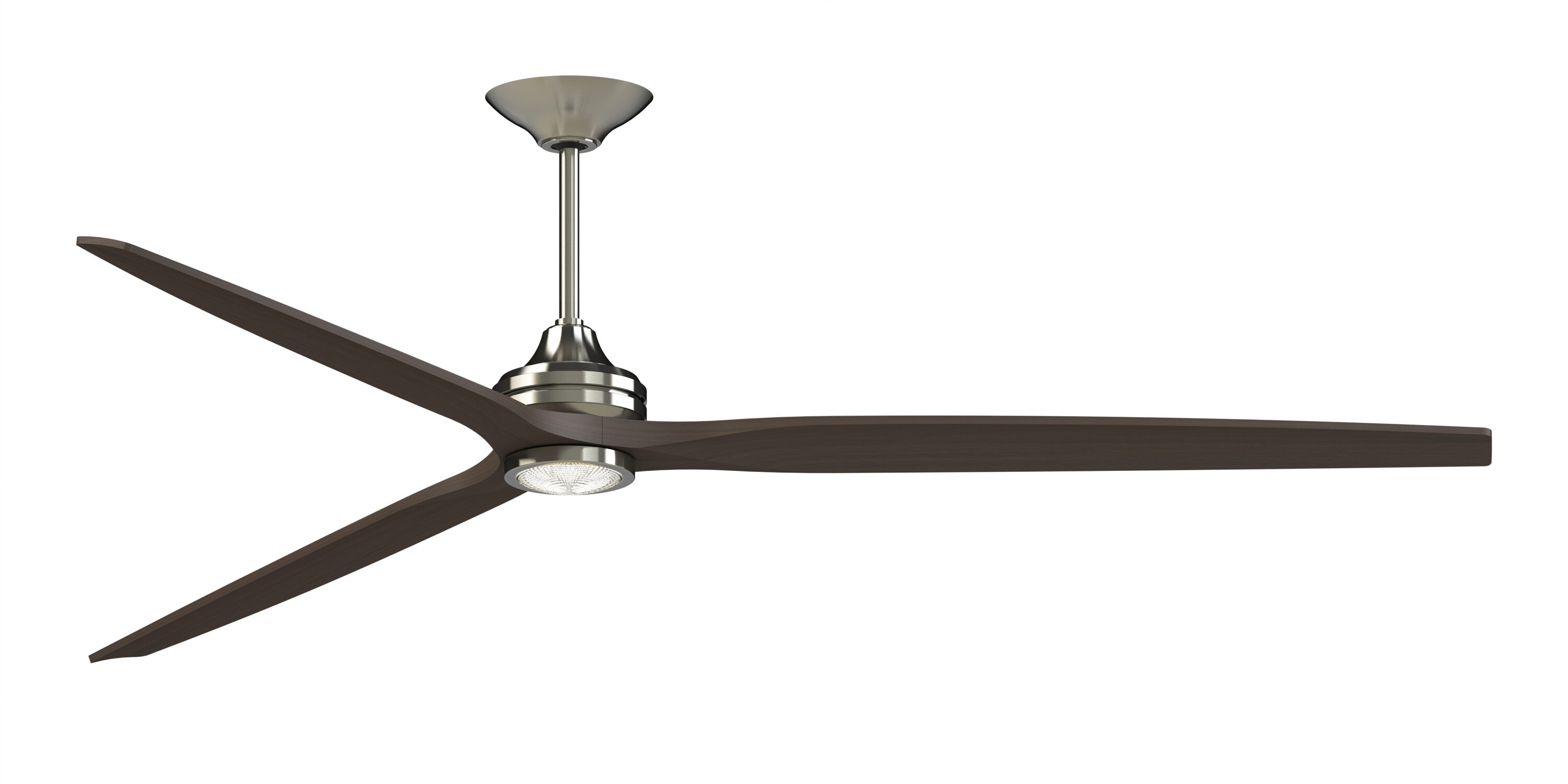 Fanimation Spitfire 96-in Brushed Nickel with Dark Walnut Blades Color-changing Integrated LED Indoor/Outdoor Smart Propeller Ceiling Fan with Light -  FPD6721BBN-96DWA-LK