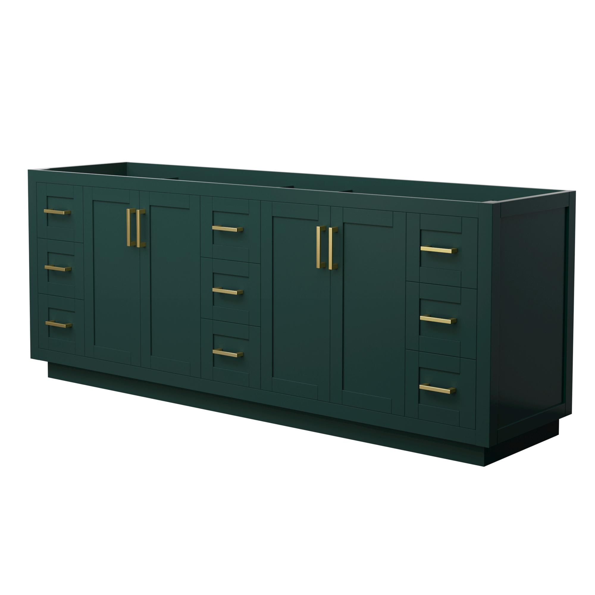 Wyndham Collection WCF292984DGDCXSXXMXX Miranda 84-in Green with Brushed Gold Trim Bathroom Vanity Base Cabinet without Top