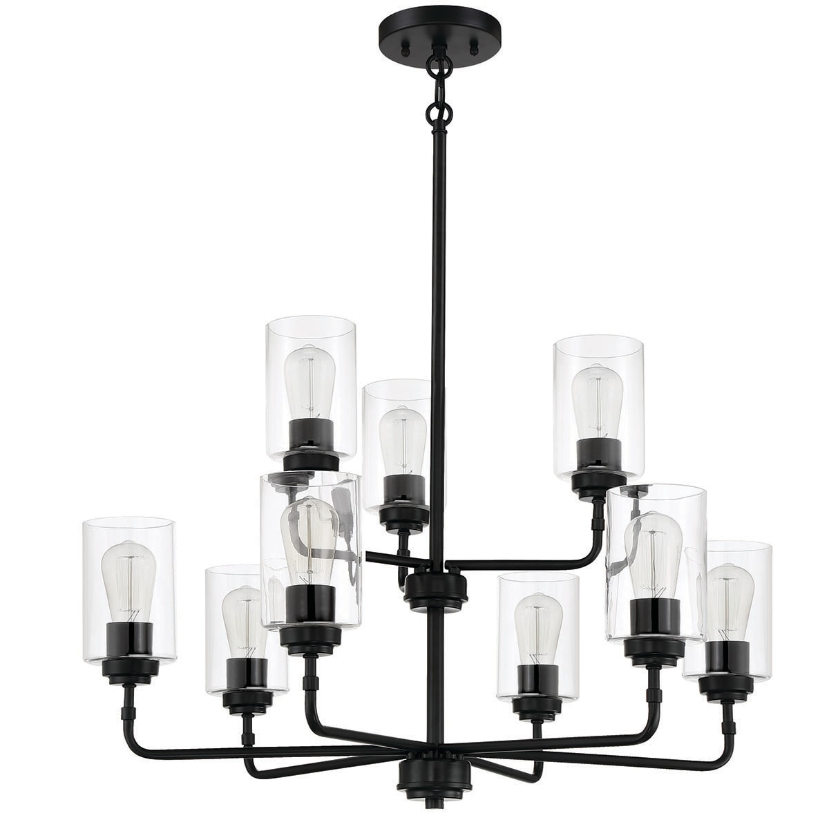 Craftmade 56029-FB Stowe 9 -Light Matte Black Transitional For Use in Bedrooms, Dining Rooms, Foyers, Living Rooms Chandelier