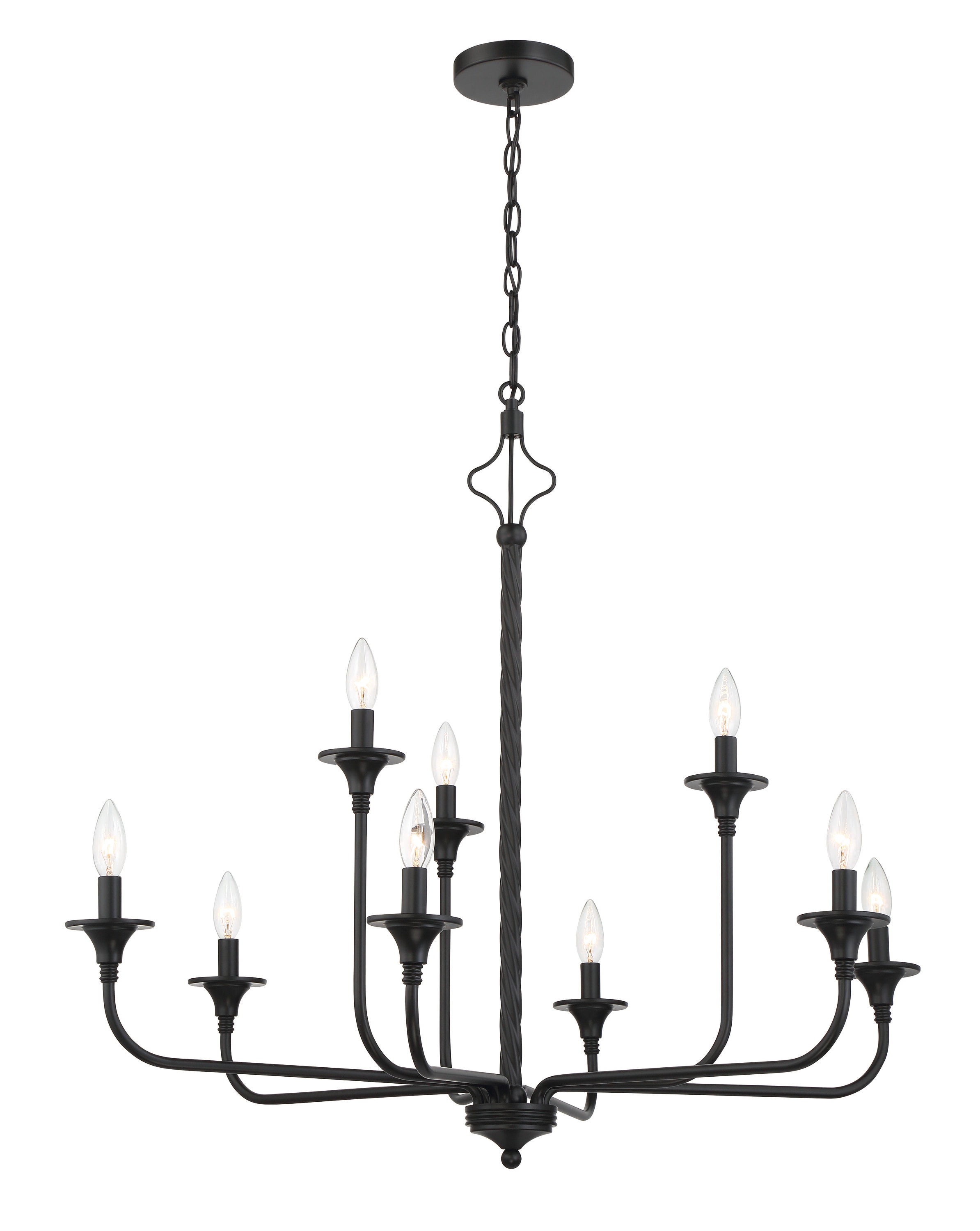 Flat Black 8-Light Candle Style Chandelier