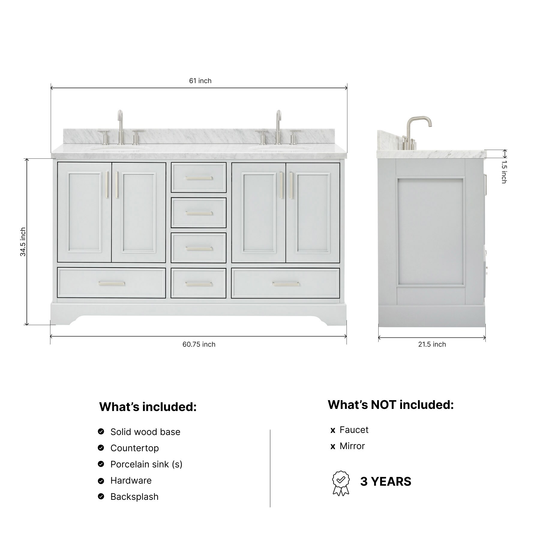 ARIEL M061DWQRVOGRY Bath-Vanity-Combo - View #4