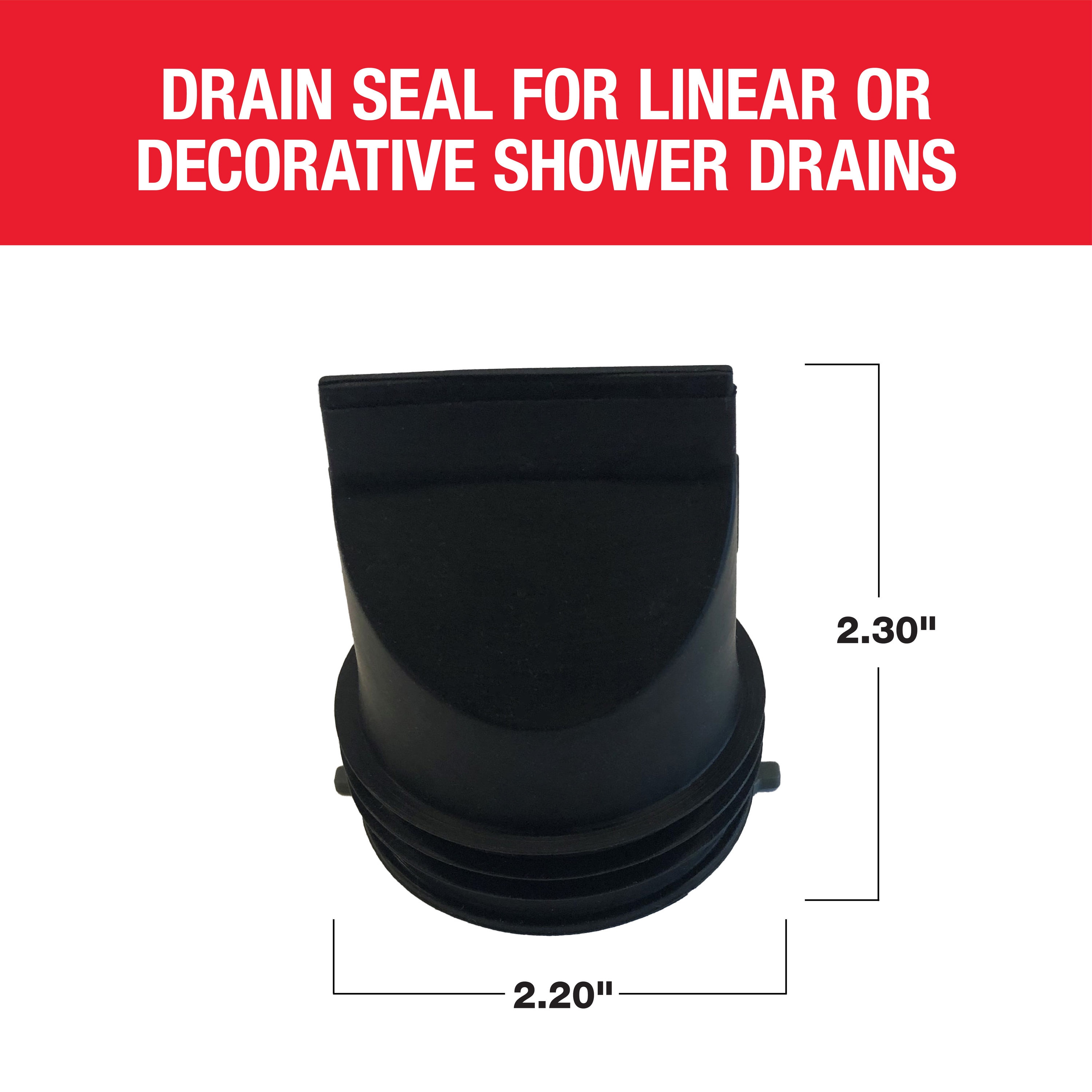 Black PVC 2-Inch Drain Seal for Linear and Decorative Shower Drains