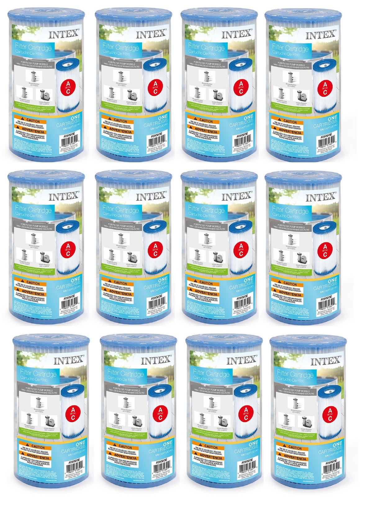 Intex 12 TYPE AA  Type A Easy Set Pool Filter Cartridge 12 Pack 29000E 59900E