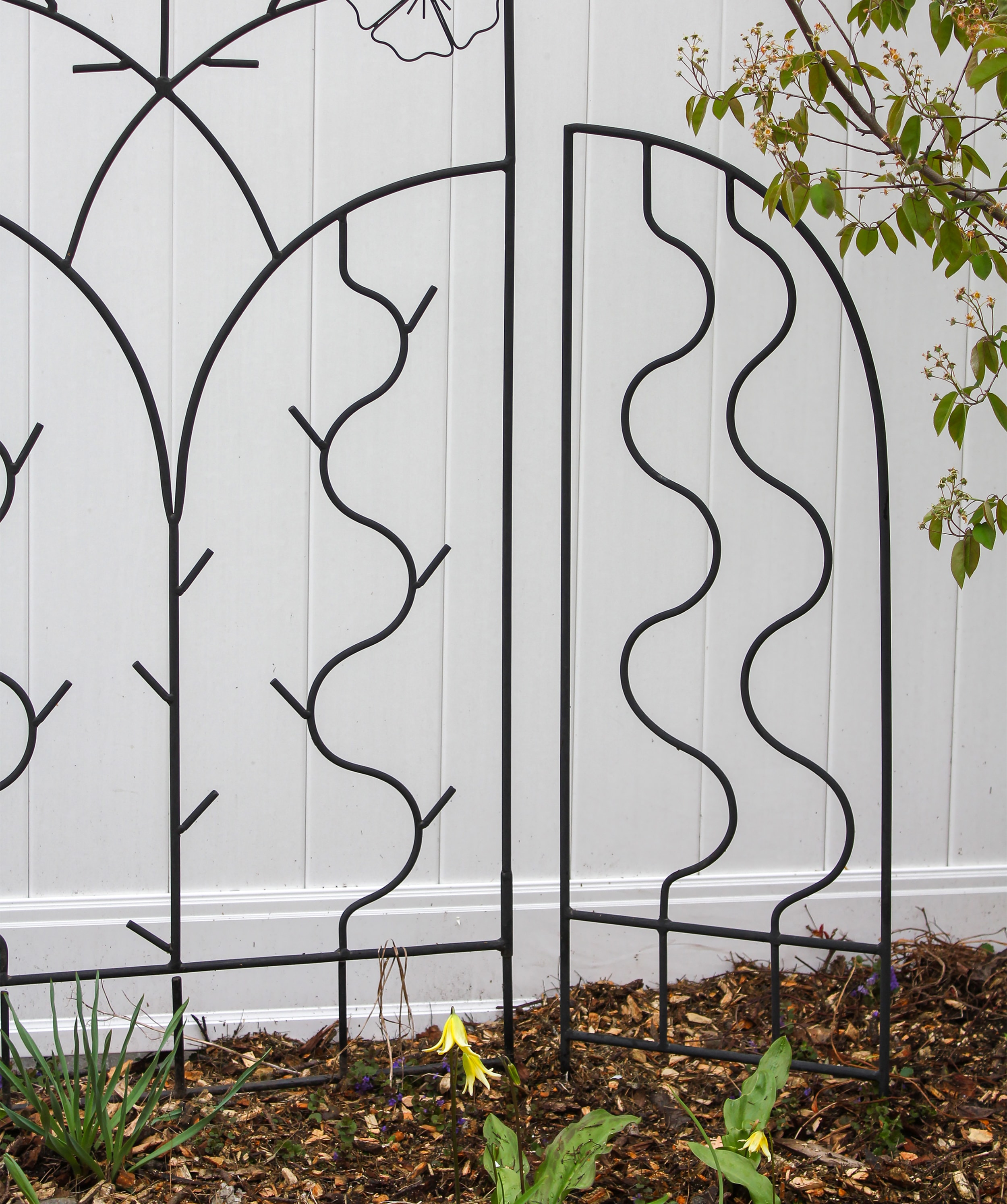 Black Wrought Iron Garden Trellis Side Panels Set