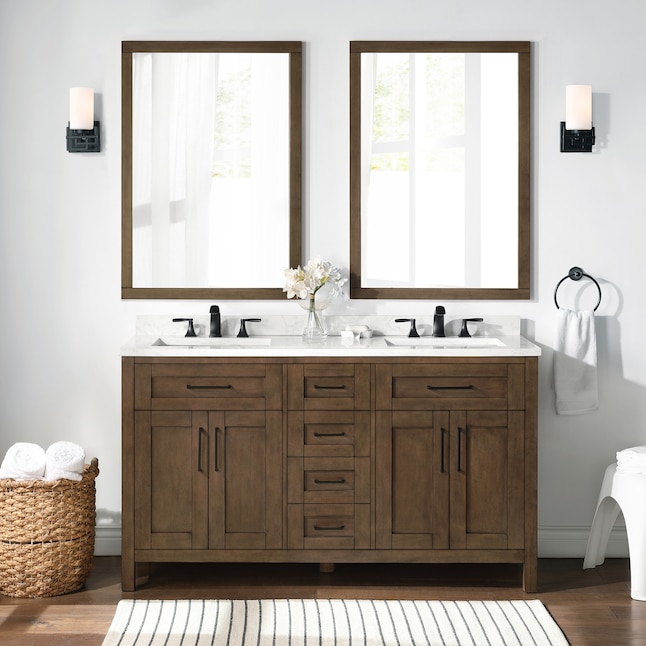 Ove Decors Tahoe 60 In Almond Latte, What Size Mirror For Double Sink Vanity Unit