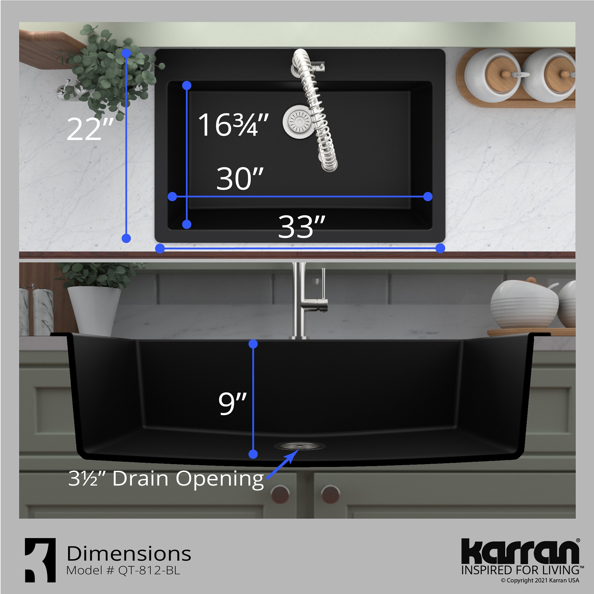 Karran QT812BLKKF350MB Kitchen-Sinks - View #6