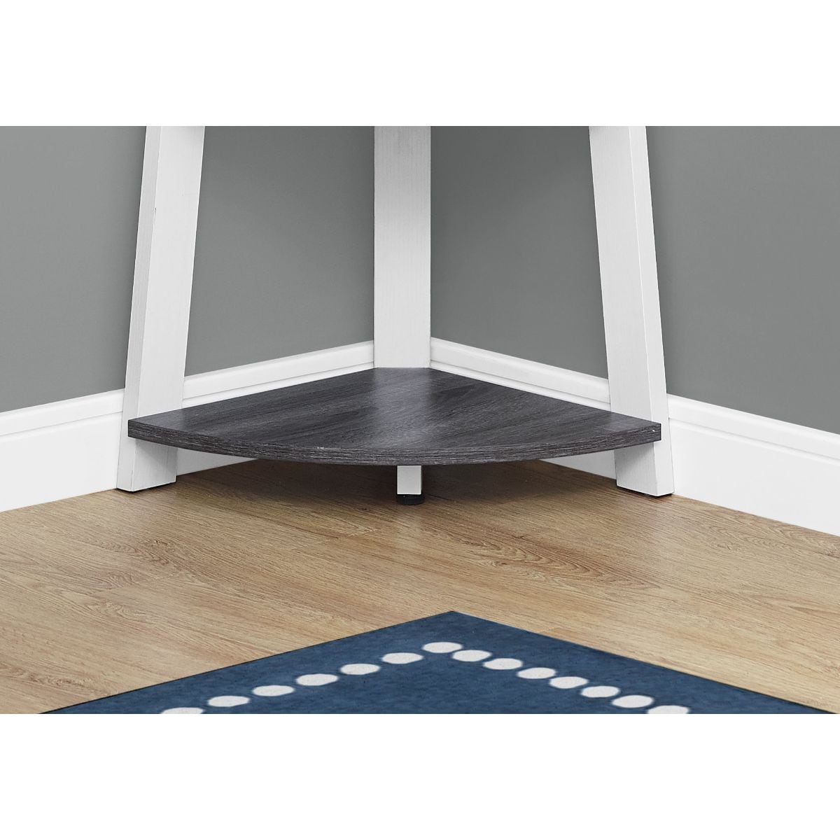 Gray and White Tall Particle Board Bookshelf with Five Shelves