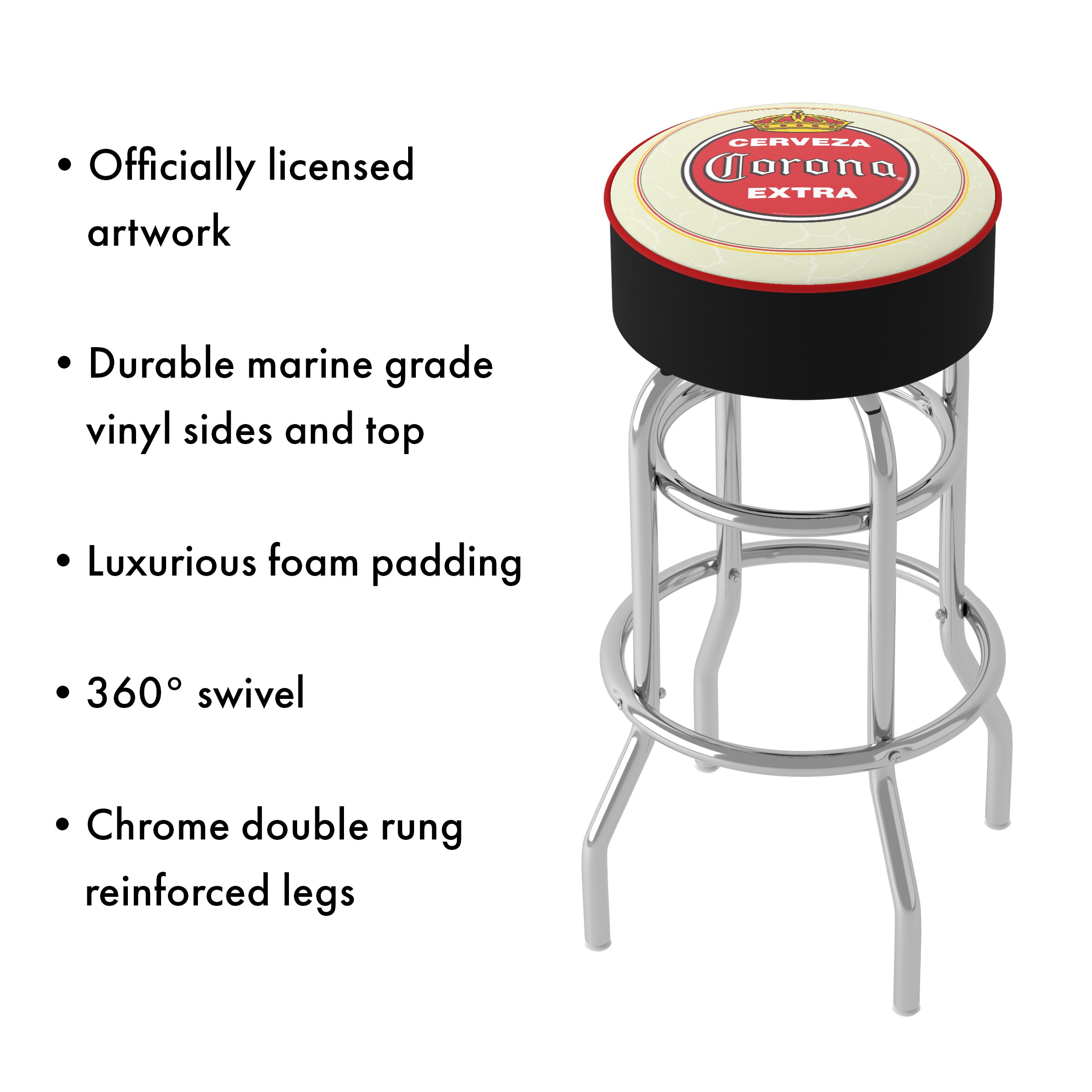 Corona Vintage Adjustable 26'' Red Metal Swivel Counter Stool
